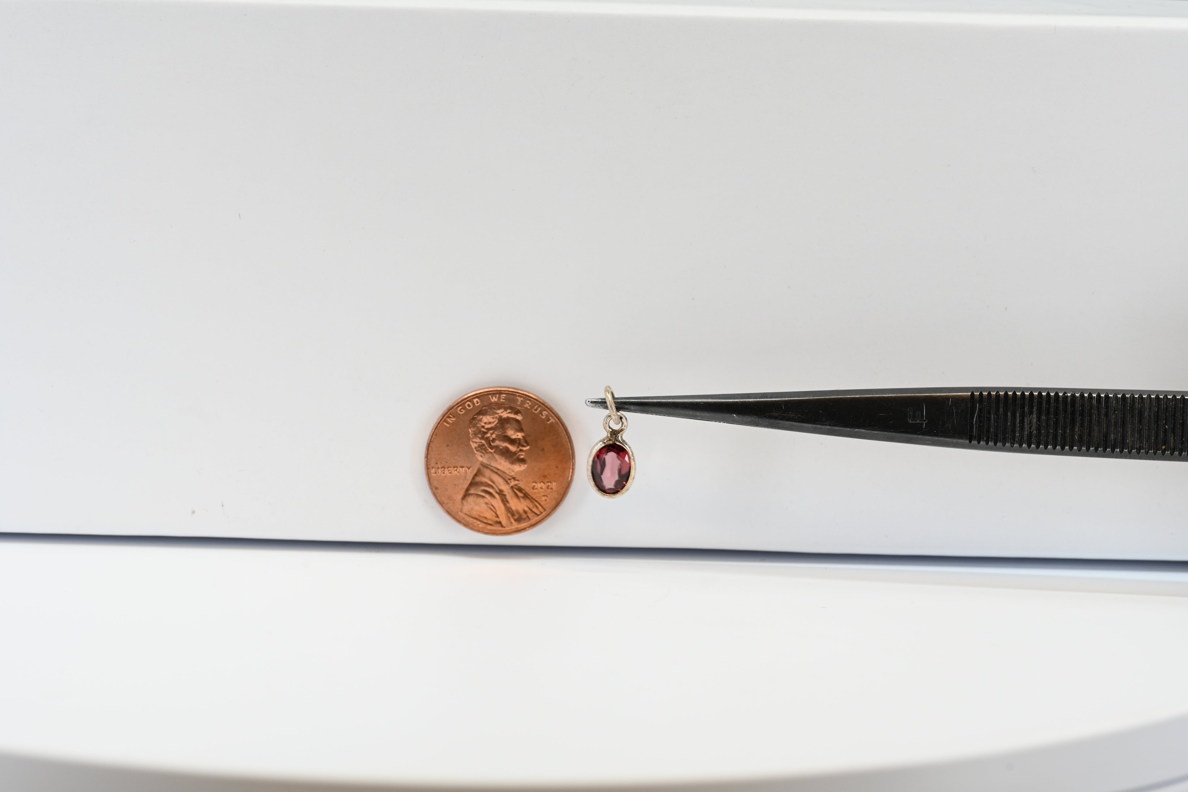 Sterling Silver Oval Garnet Charm