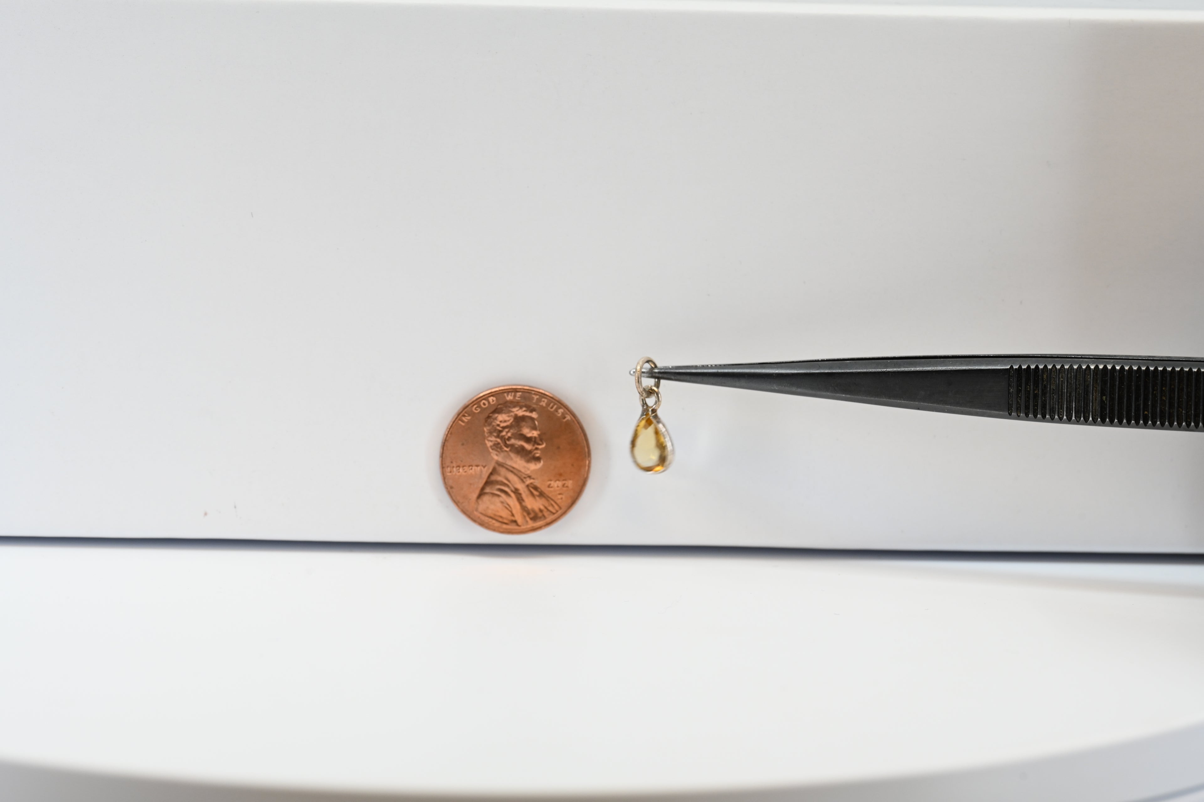 Sterling Silver Pear Cut Citrine Charm