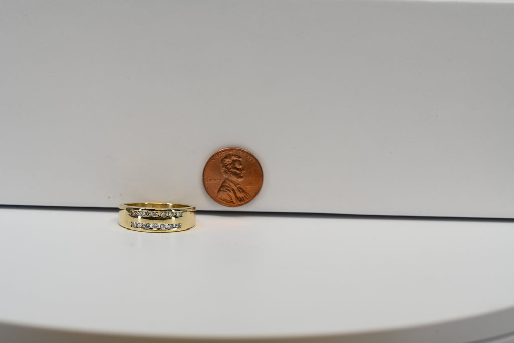 14k Yellow Gold, Diamond Double Channel Set Ring
