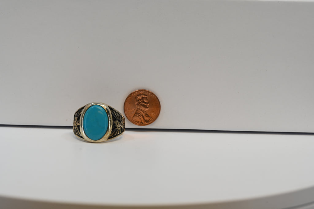 Sterling Silver Ring with Oval Blue Stone