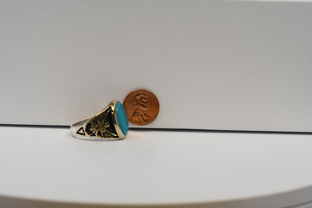 Sterling Silver Ring with Oval Blue Stone