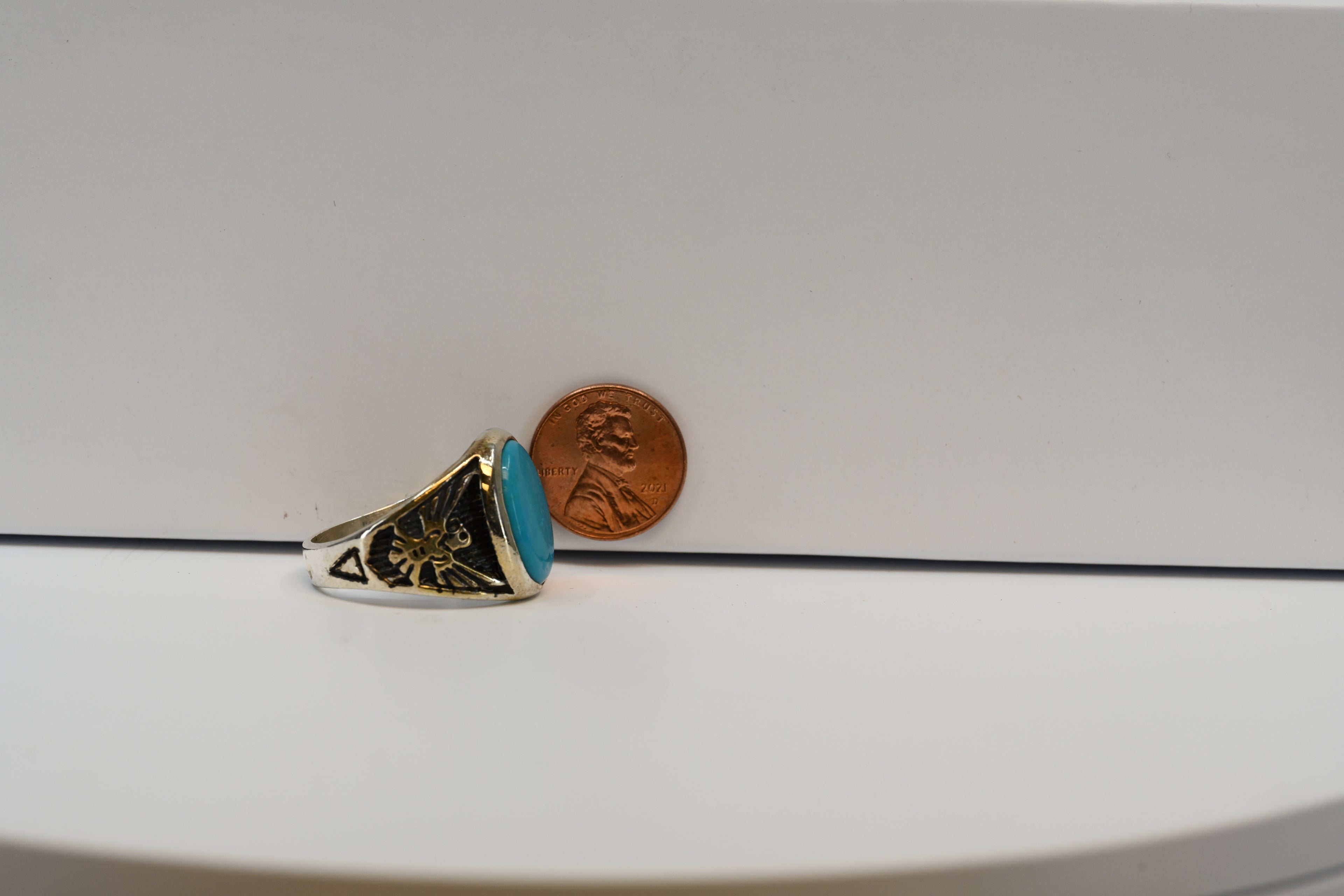 Sterling Silver Ring with Oval Blue Stone