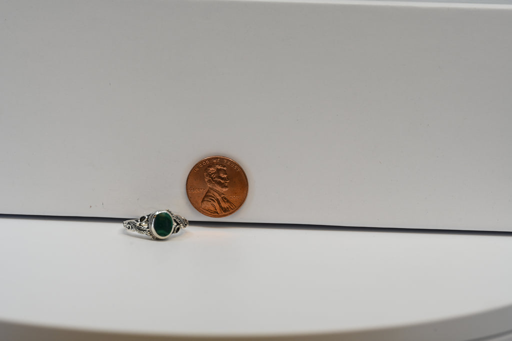 Sterling Silver Green Cabochon Malachite Ring