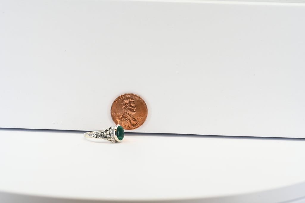 Sterling Silver Green Cabochon Malachite Ring