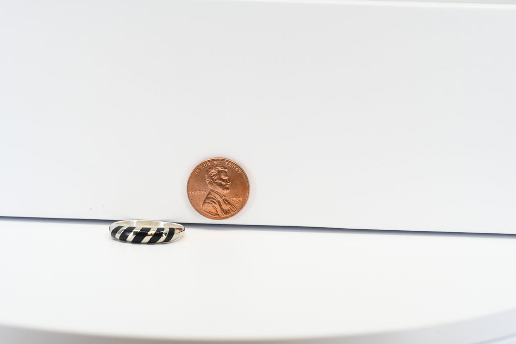 Sterling Silver Ring With Black Inlay