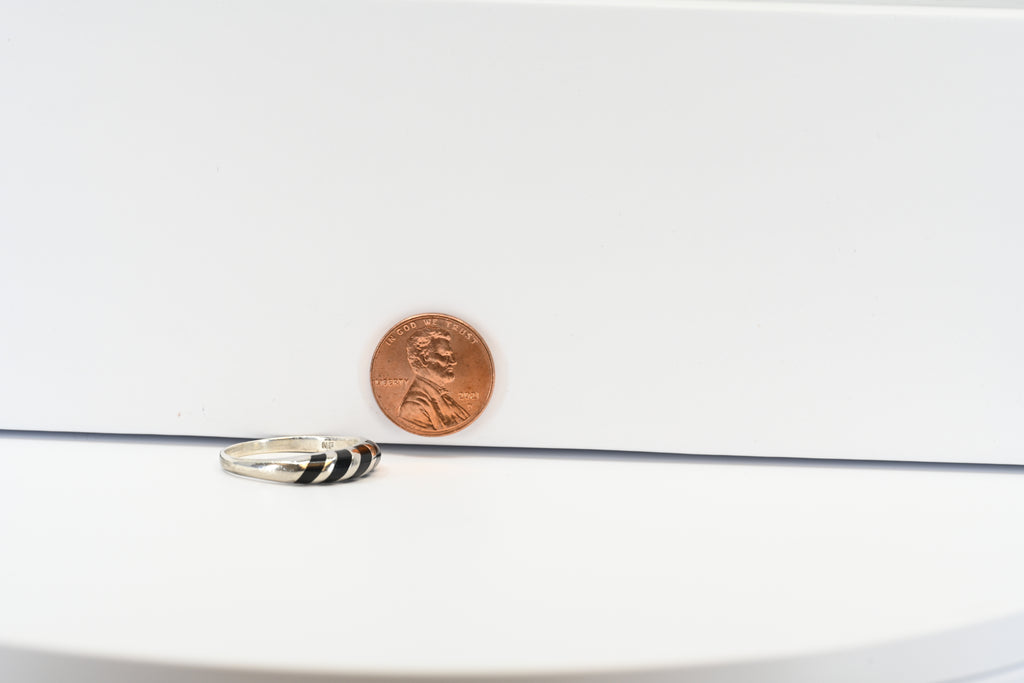 Sterling Silver Ring With Black Inlay