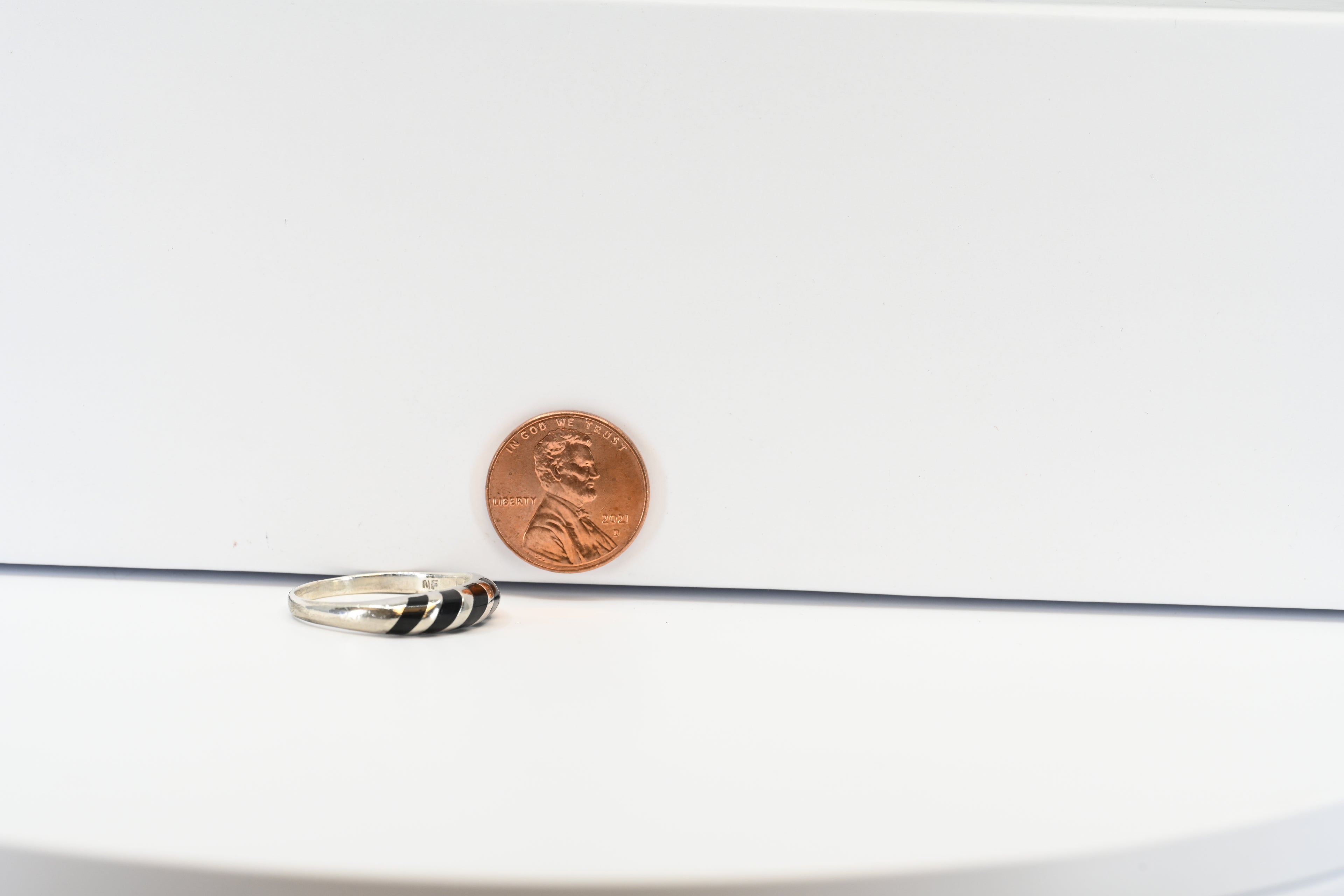 Sterling Silver Ring With Black Inlay