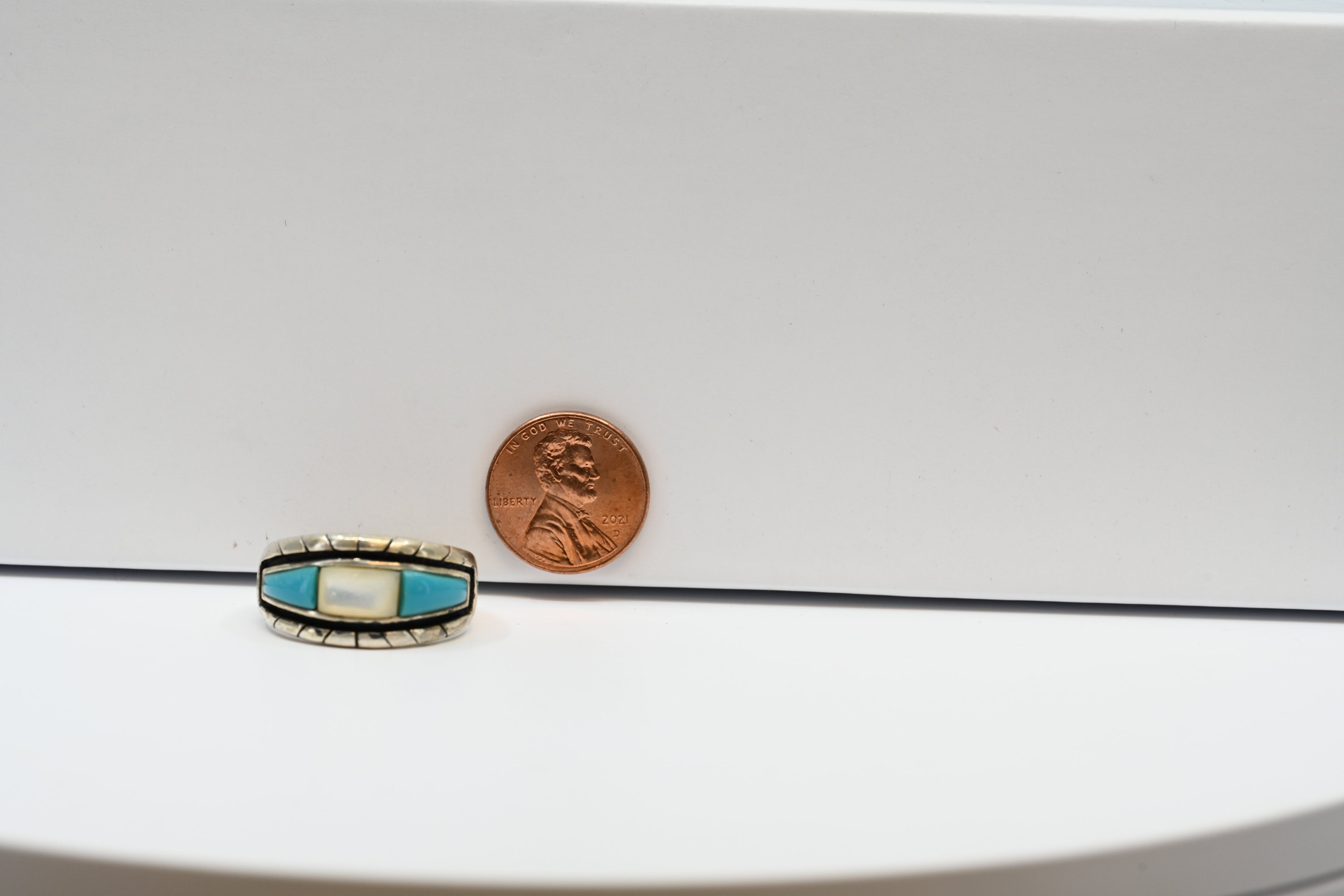 Sterling Silver Ring With Opal and  Blue  Gemstones