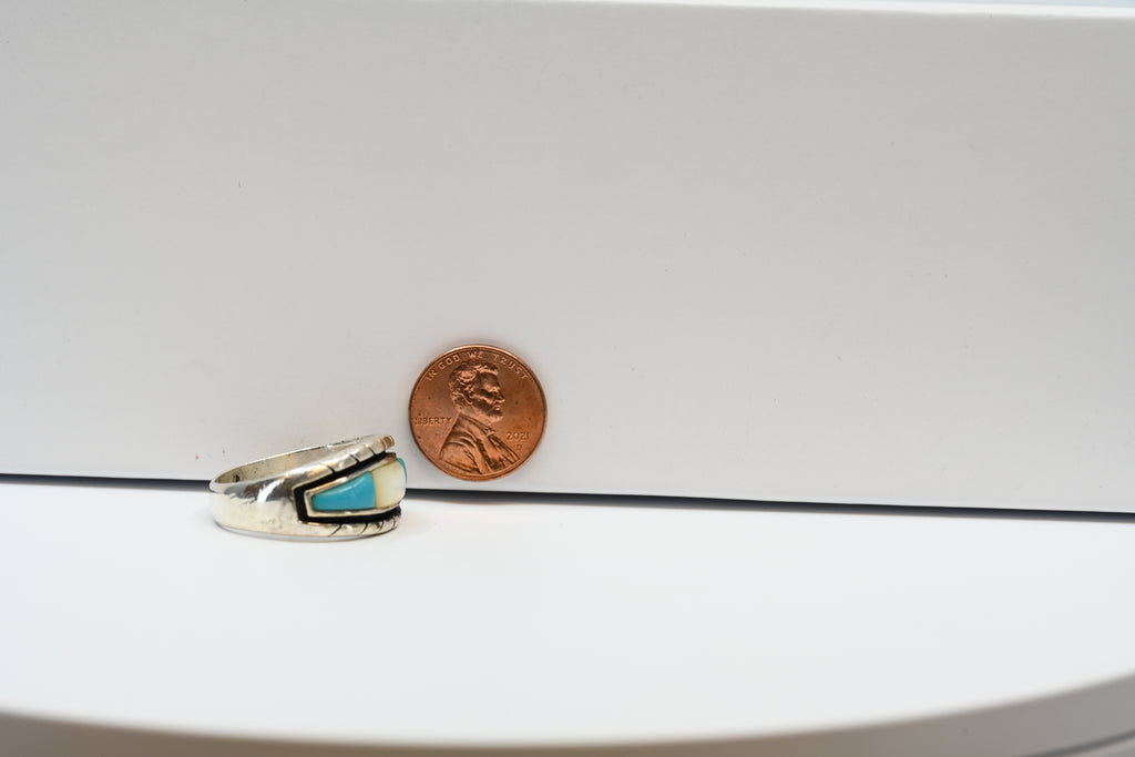 Sterling Silver Ring With Opal and  Blue  Gemstones