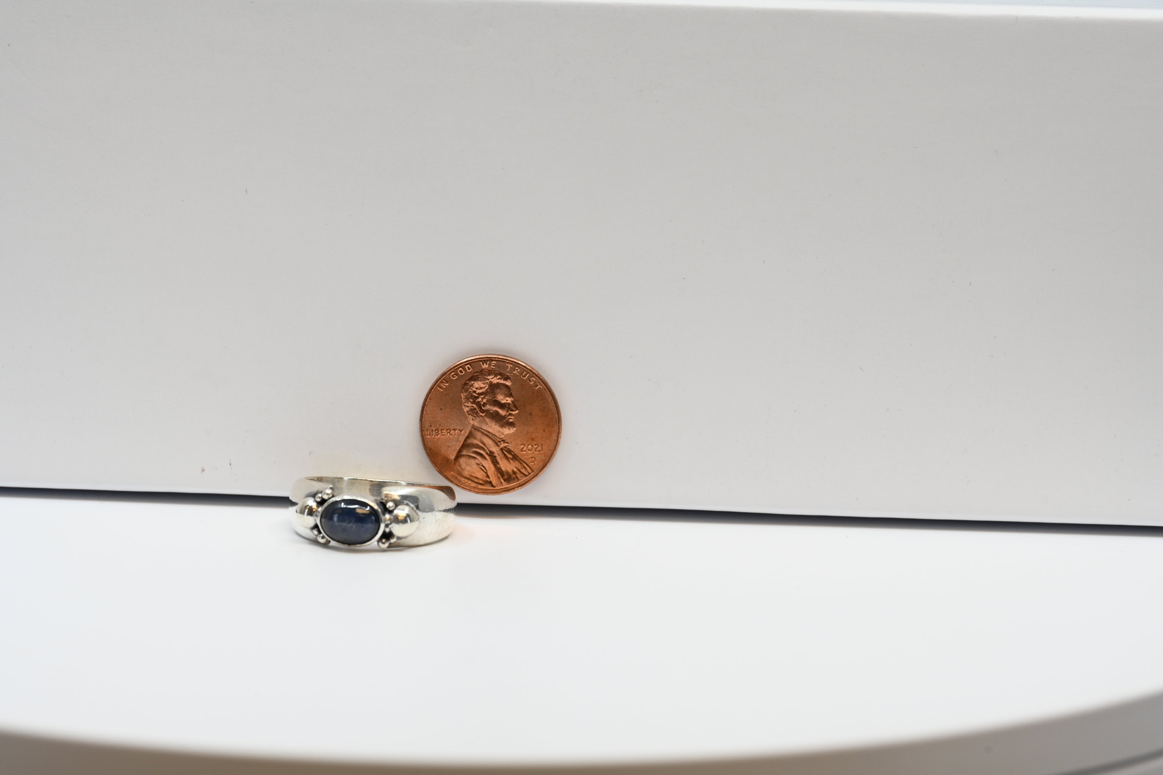 Sterling Silver Ring With Blue Sapphire Cabochon