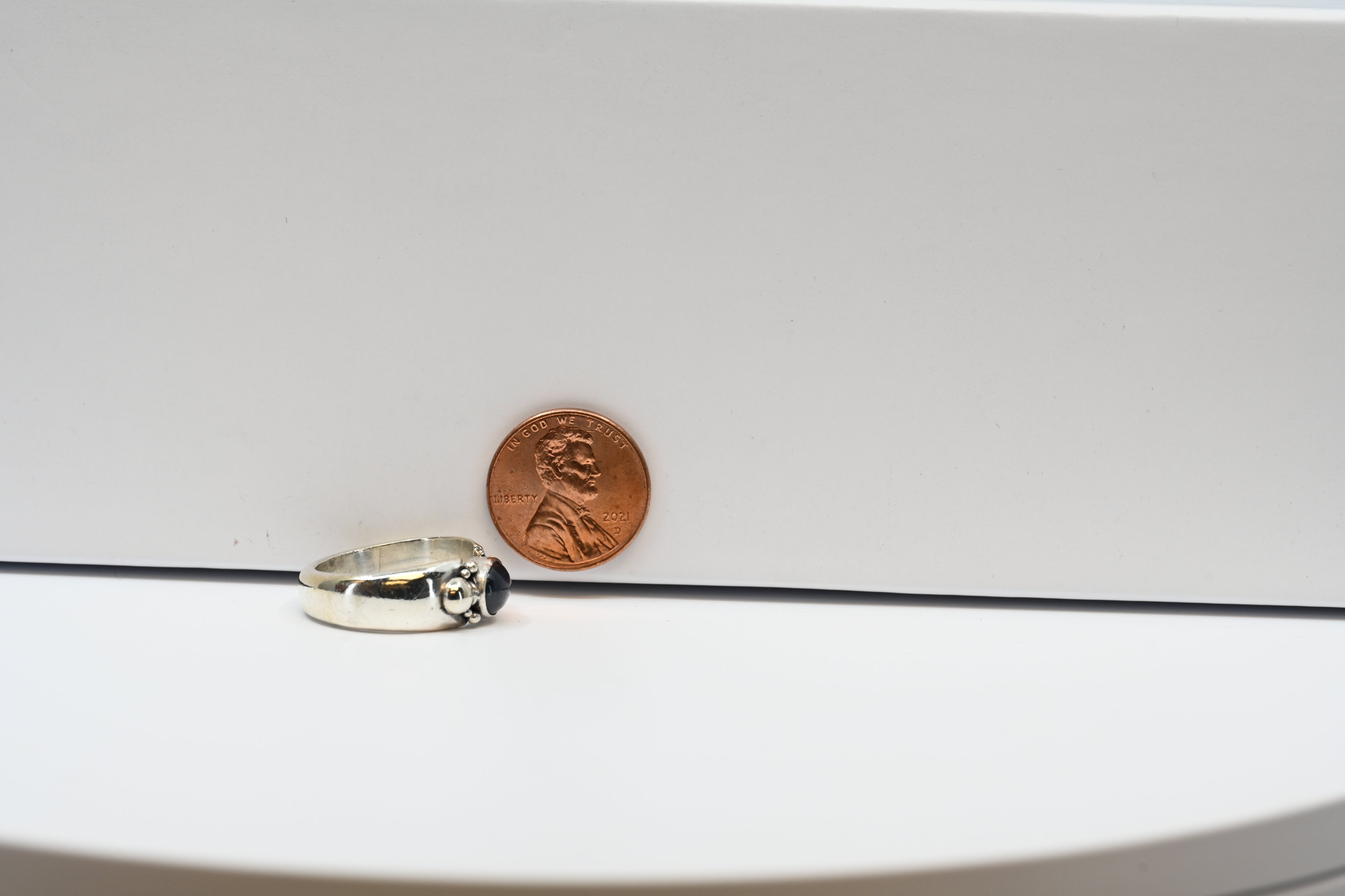 Sterling Silver Ring With Blue Sapphire Cabochon