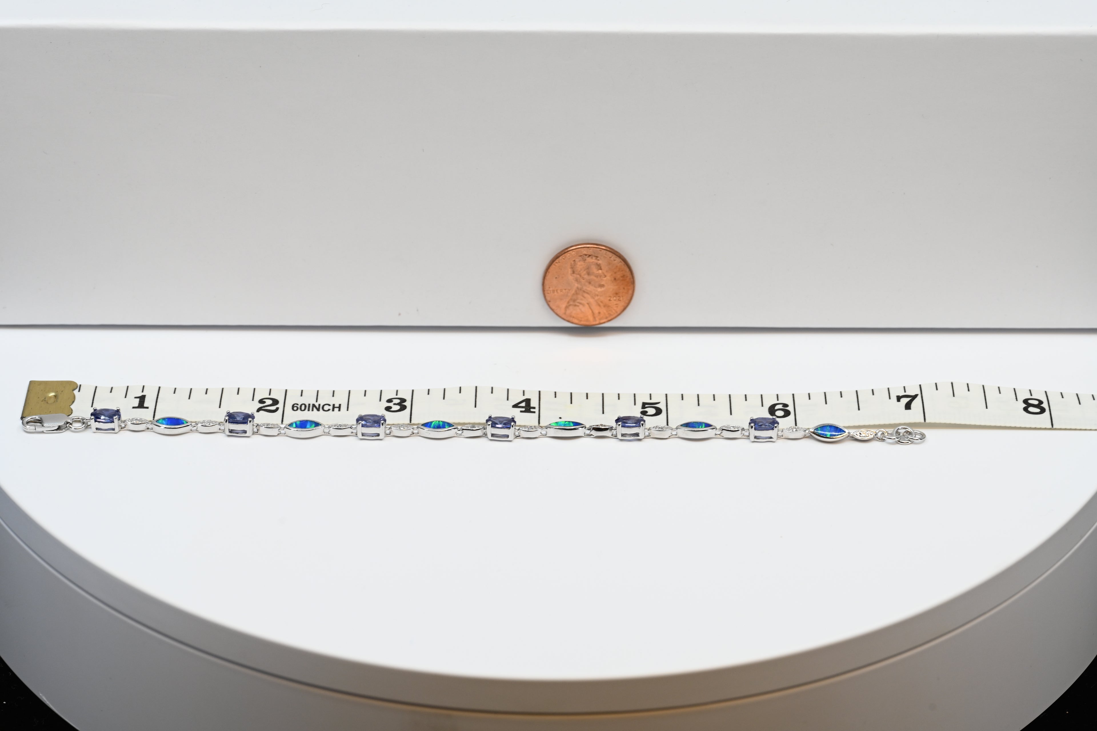 Sterling Silver  Line  Colored Stone Bracelet