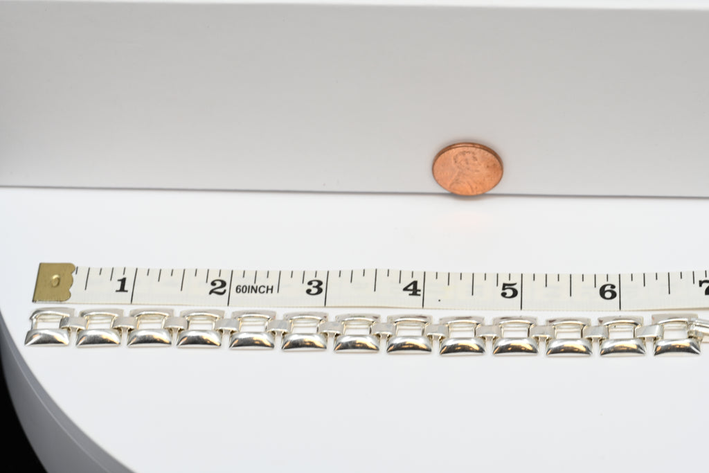 Sterling Silver Square Link Bracelet With Fold Over Clasp