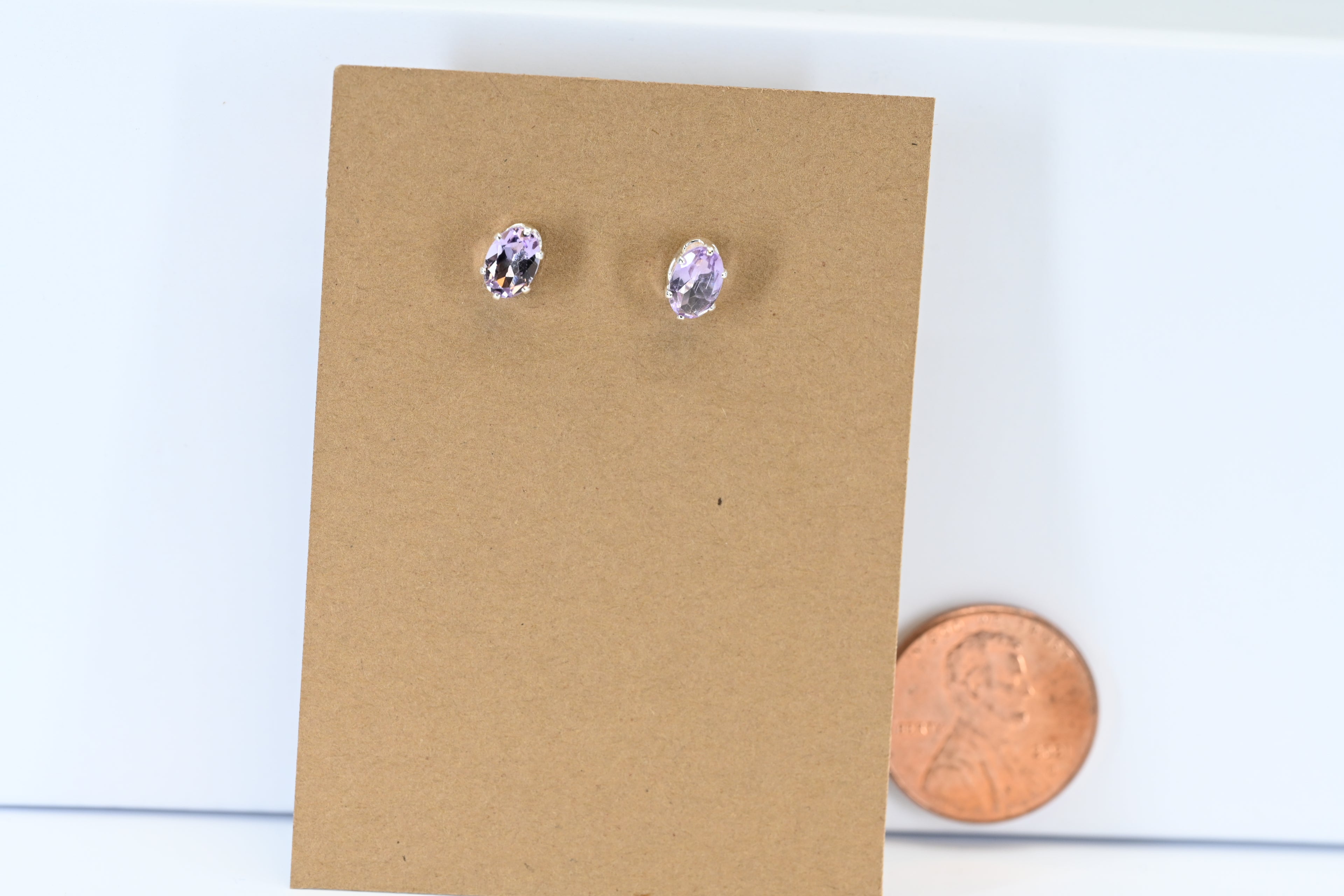 Sterling Silver Oval Purple Stone Stud Earring