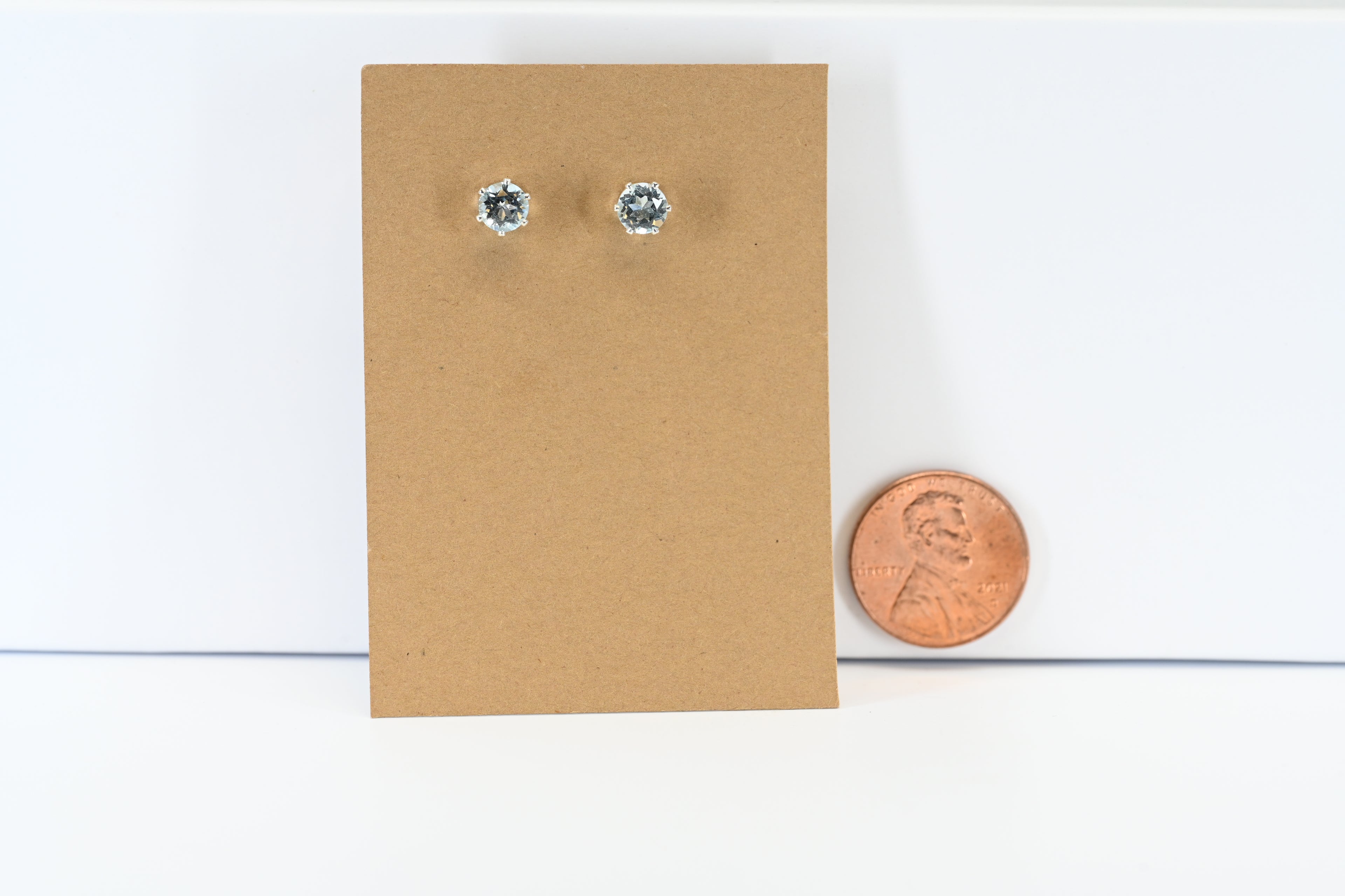 Sterling Silver Light Blue Round Stone Stud Earring