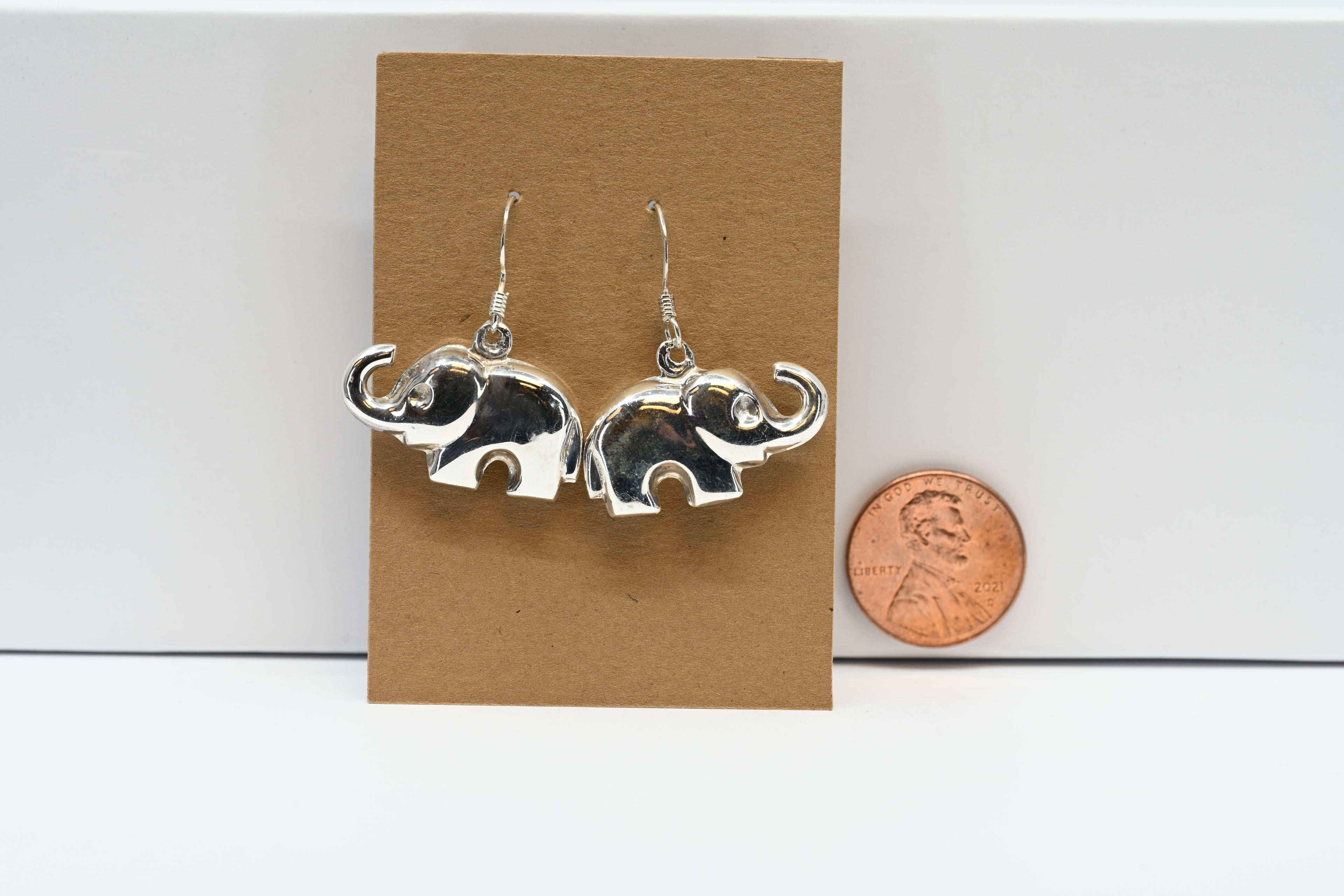 Sterling Silver Dangle Elephant Earring
