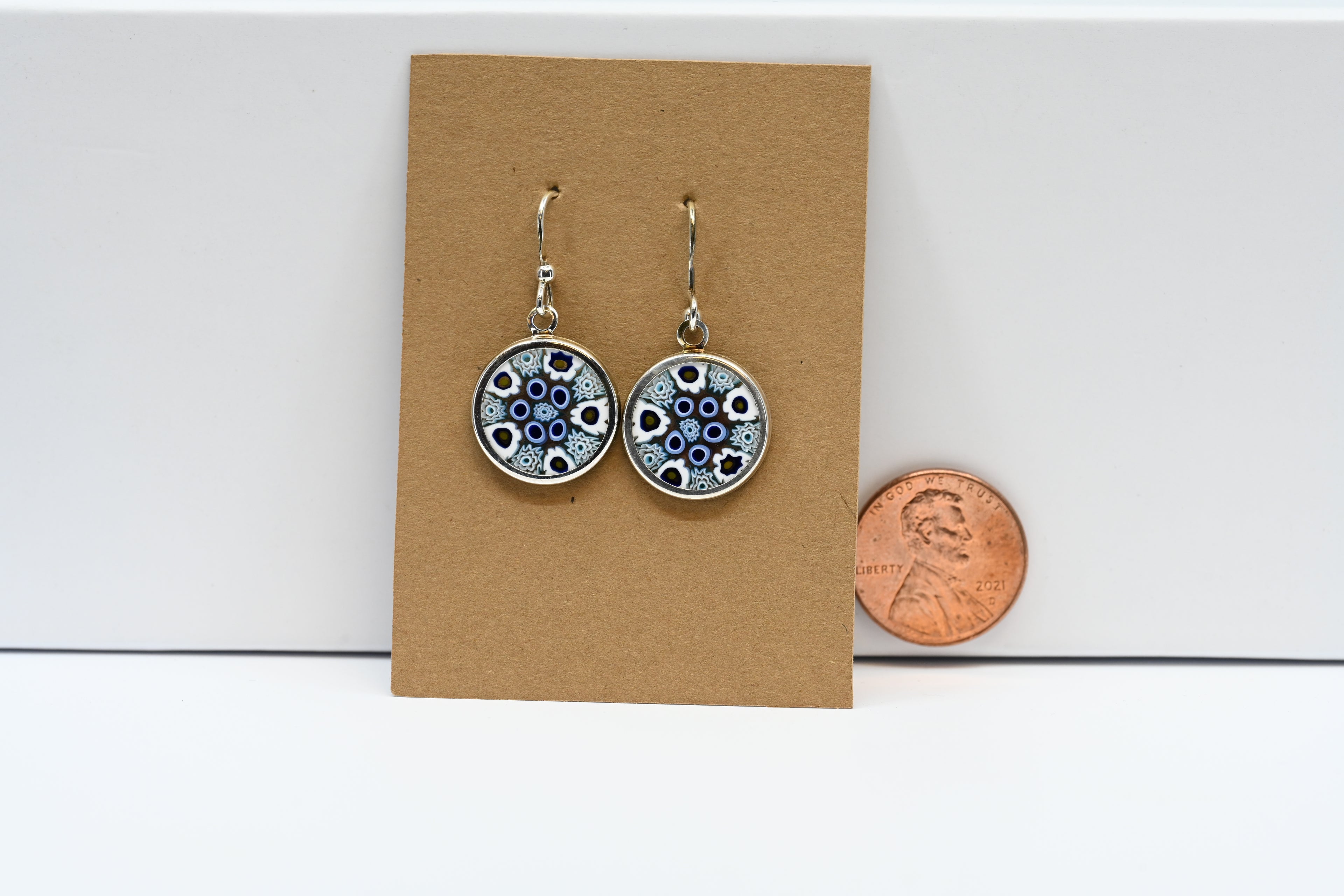 Sterling Silver Dangle Earring With Blue Circle