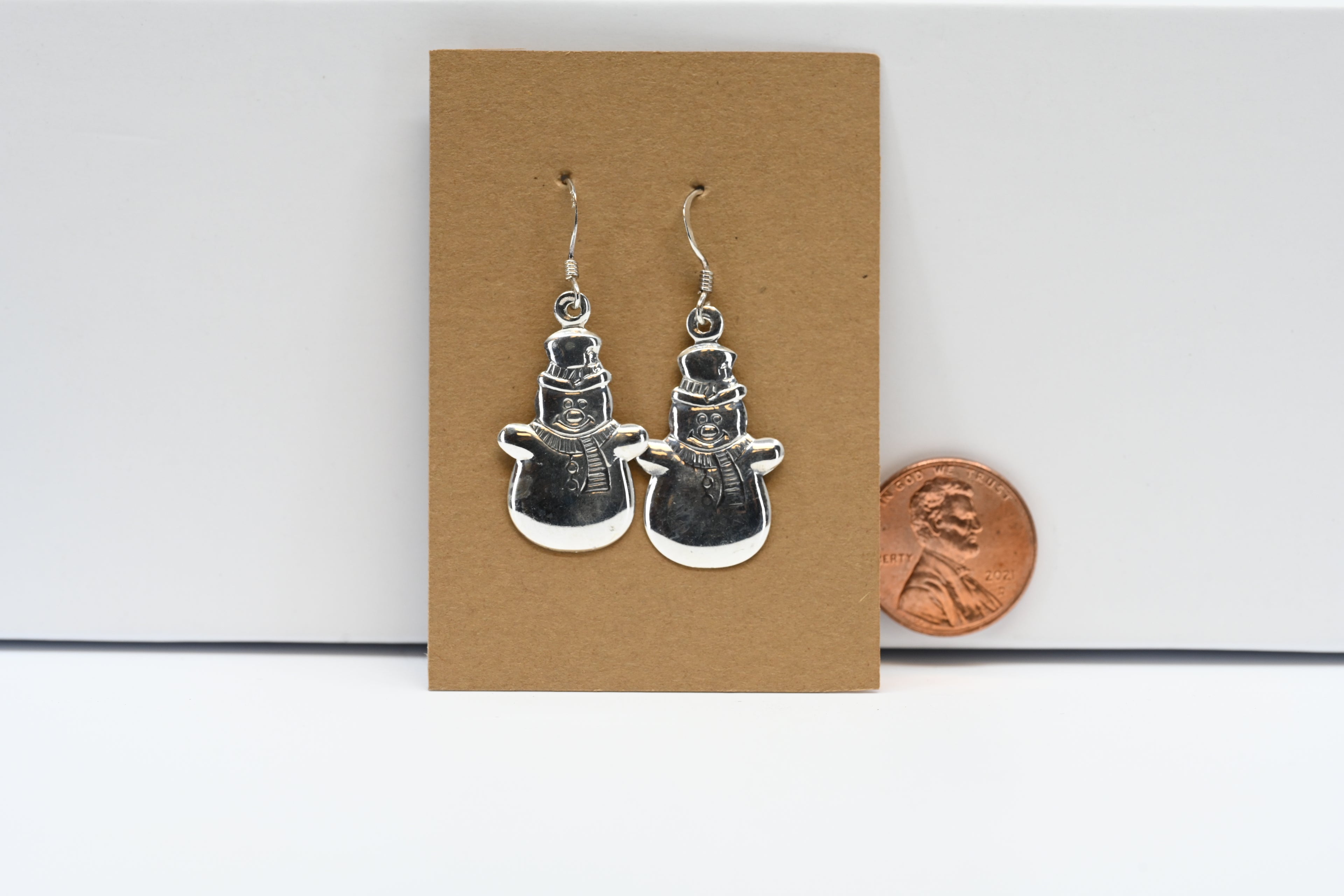 Sterling Silver Dangle Snowman Earring