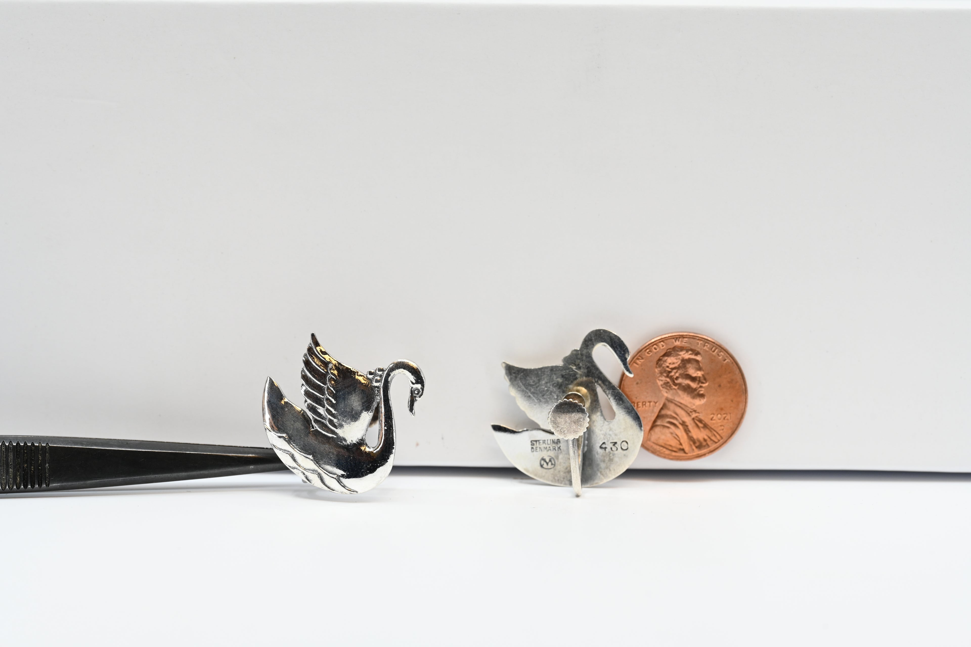 Sterling Silver Swan Clip-On Earring