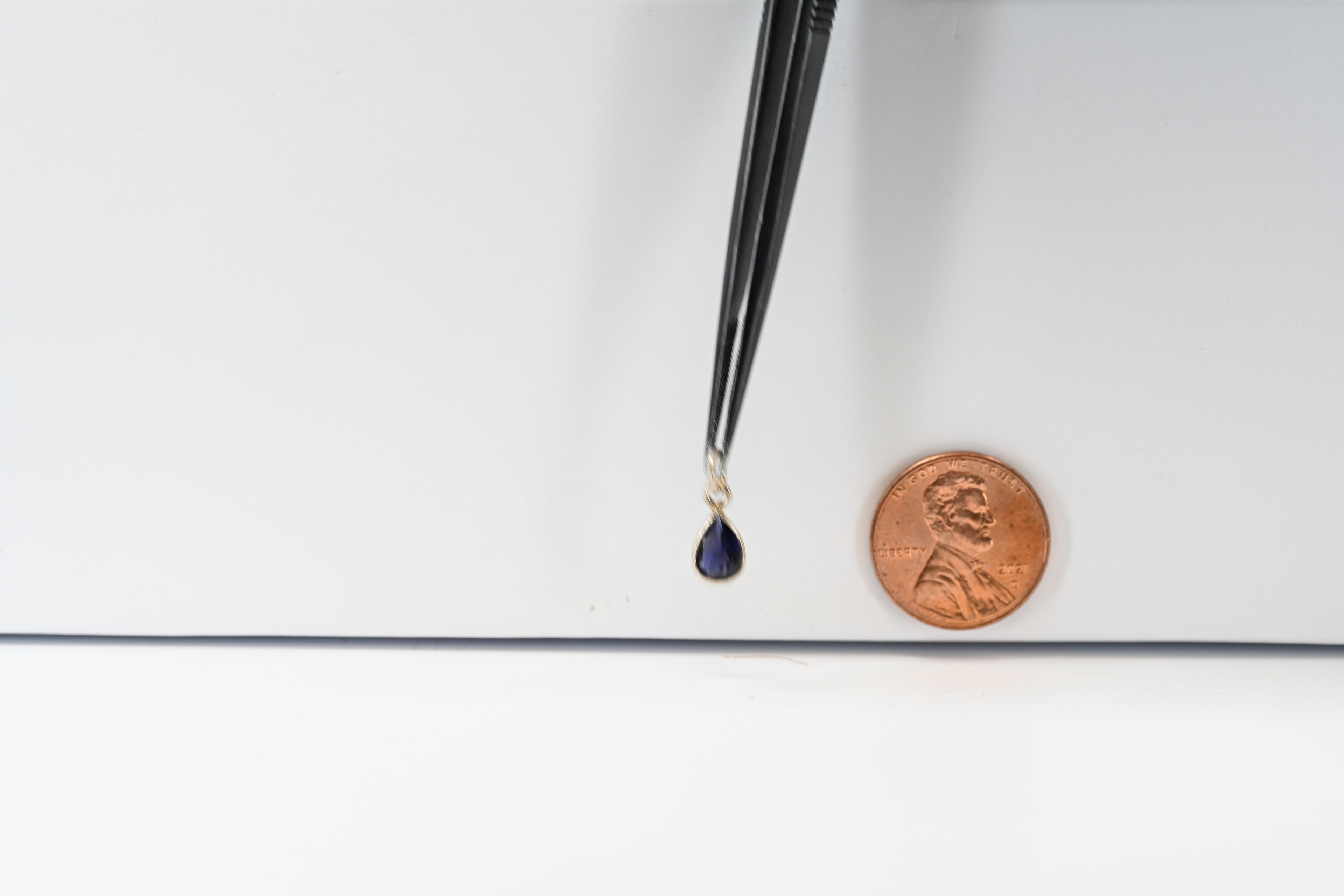 Sterling Silver Pear Shaped Iolite  Charm