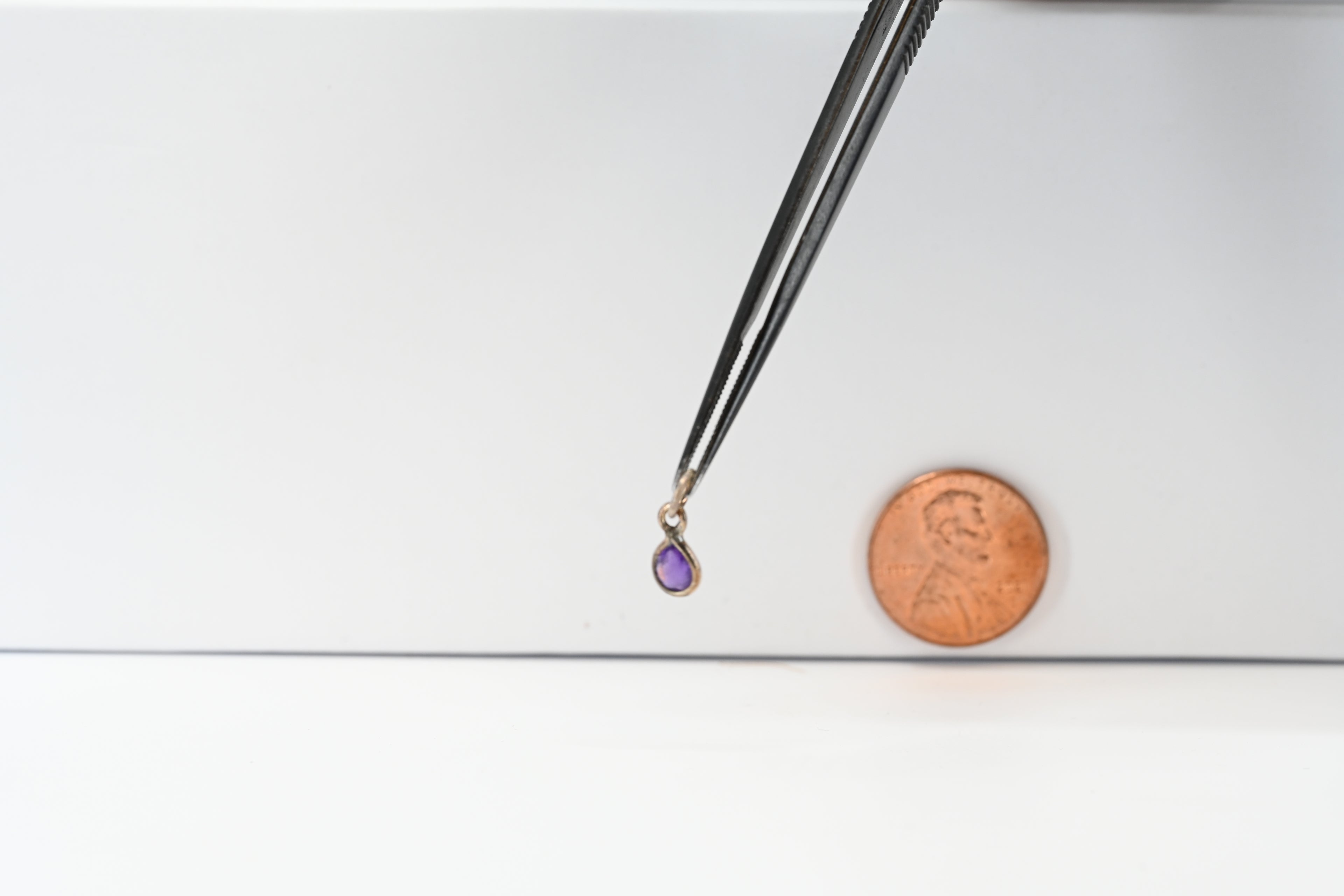 Sterling Silver Pear Shaped  Amethyst Charm