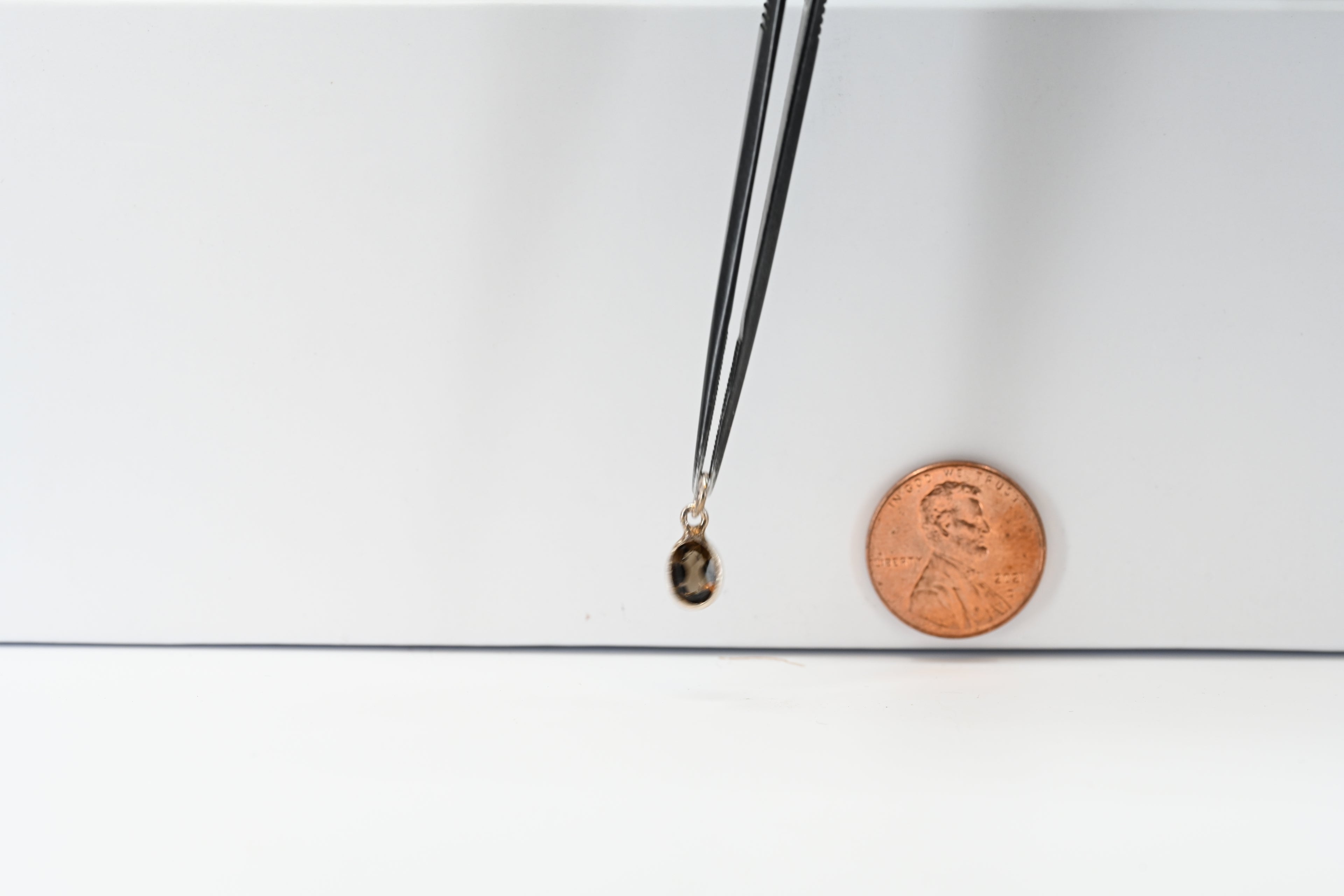 Sterling Silver Oval Smoky Quarts Charm