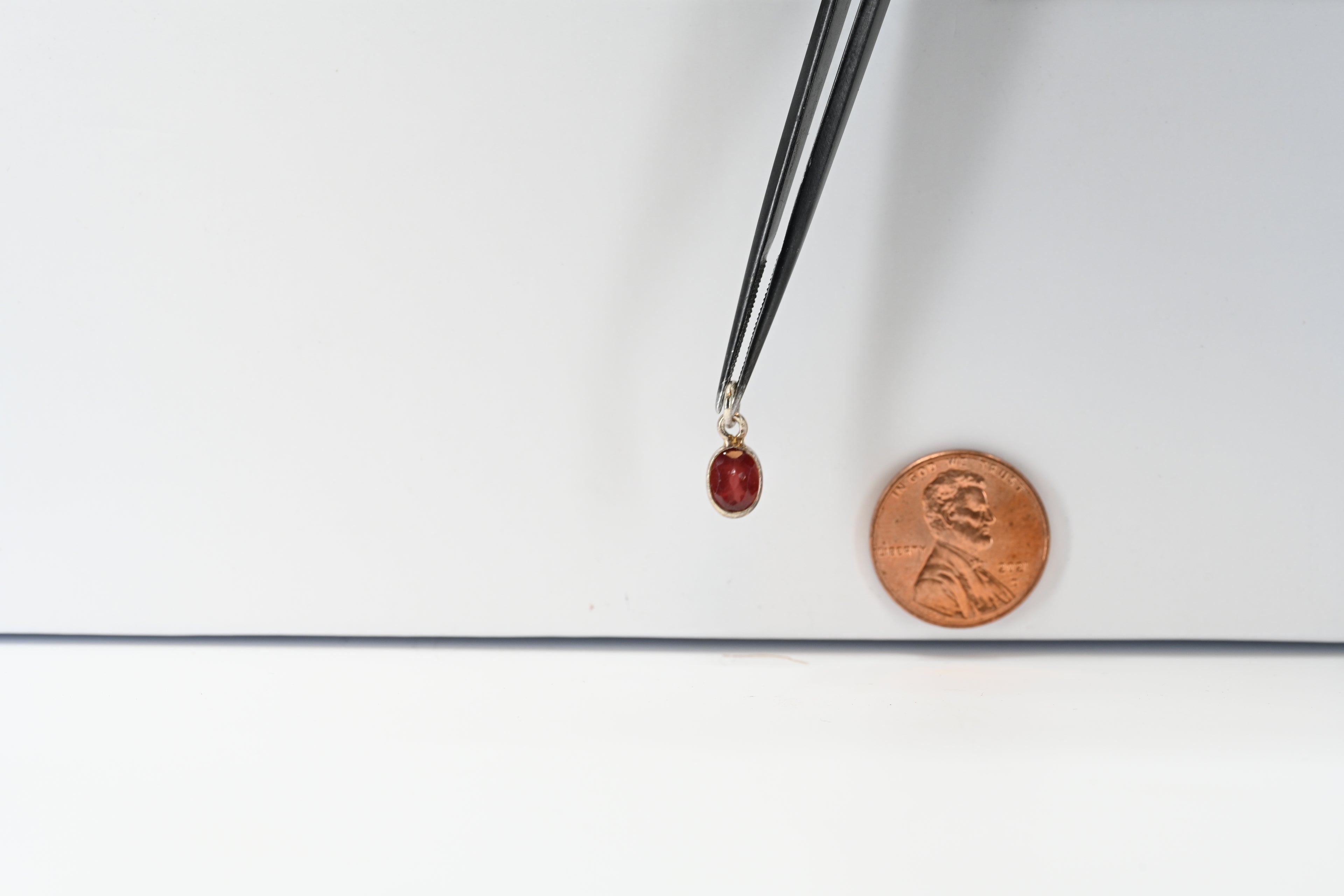 Sterling Silver Oval Garnet Charm