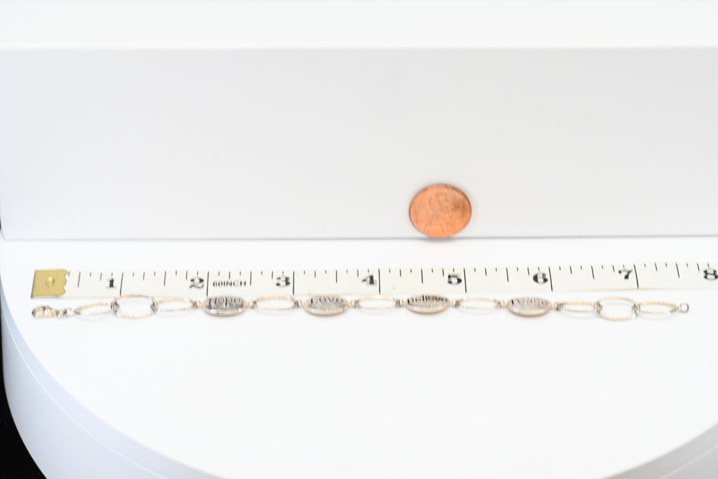 Sterling Silver Link Bracelet Hope Love Believe Peace