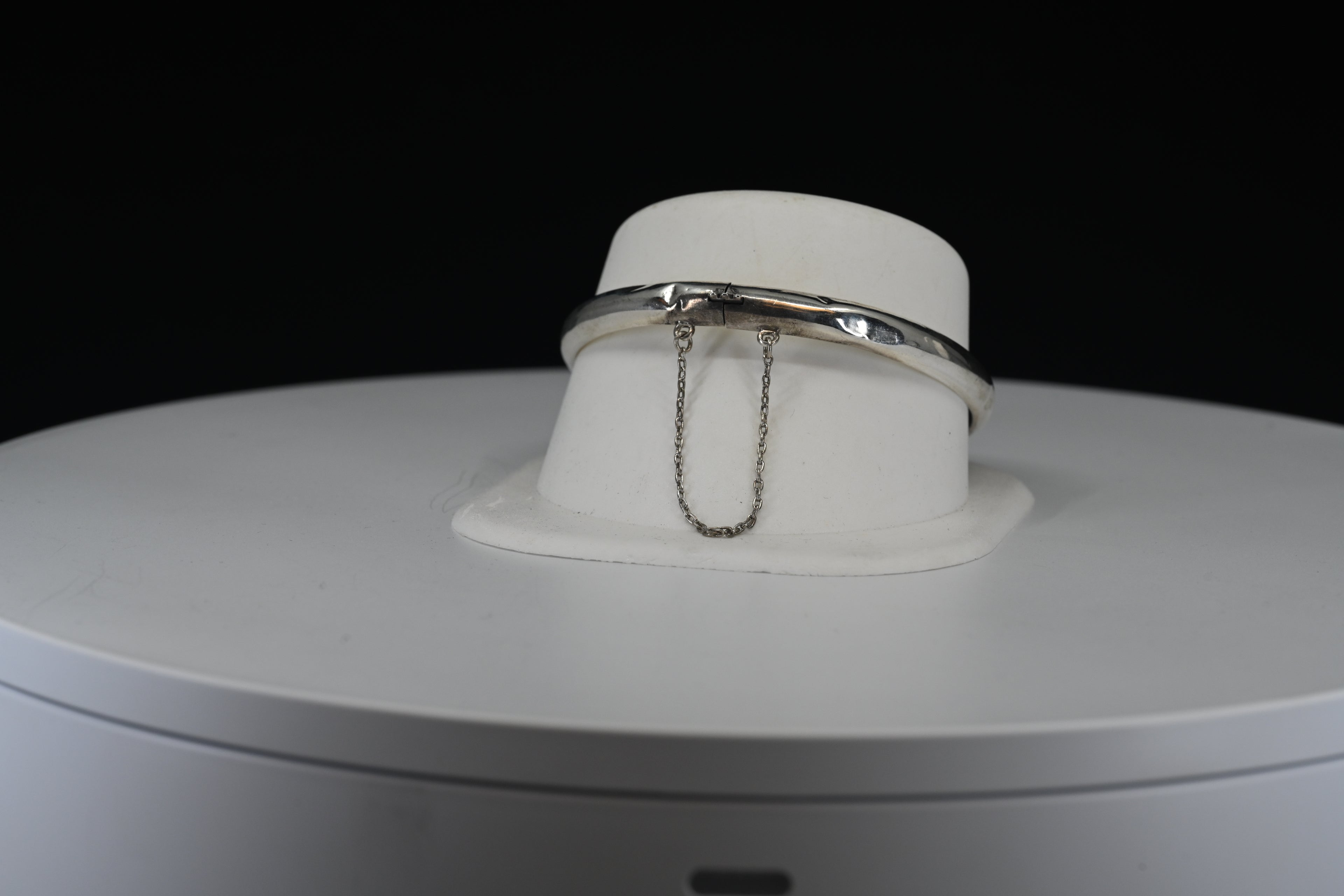 Half Round Sterling Silver Hinged Bangle