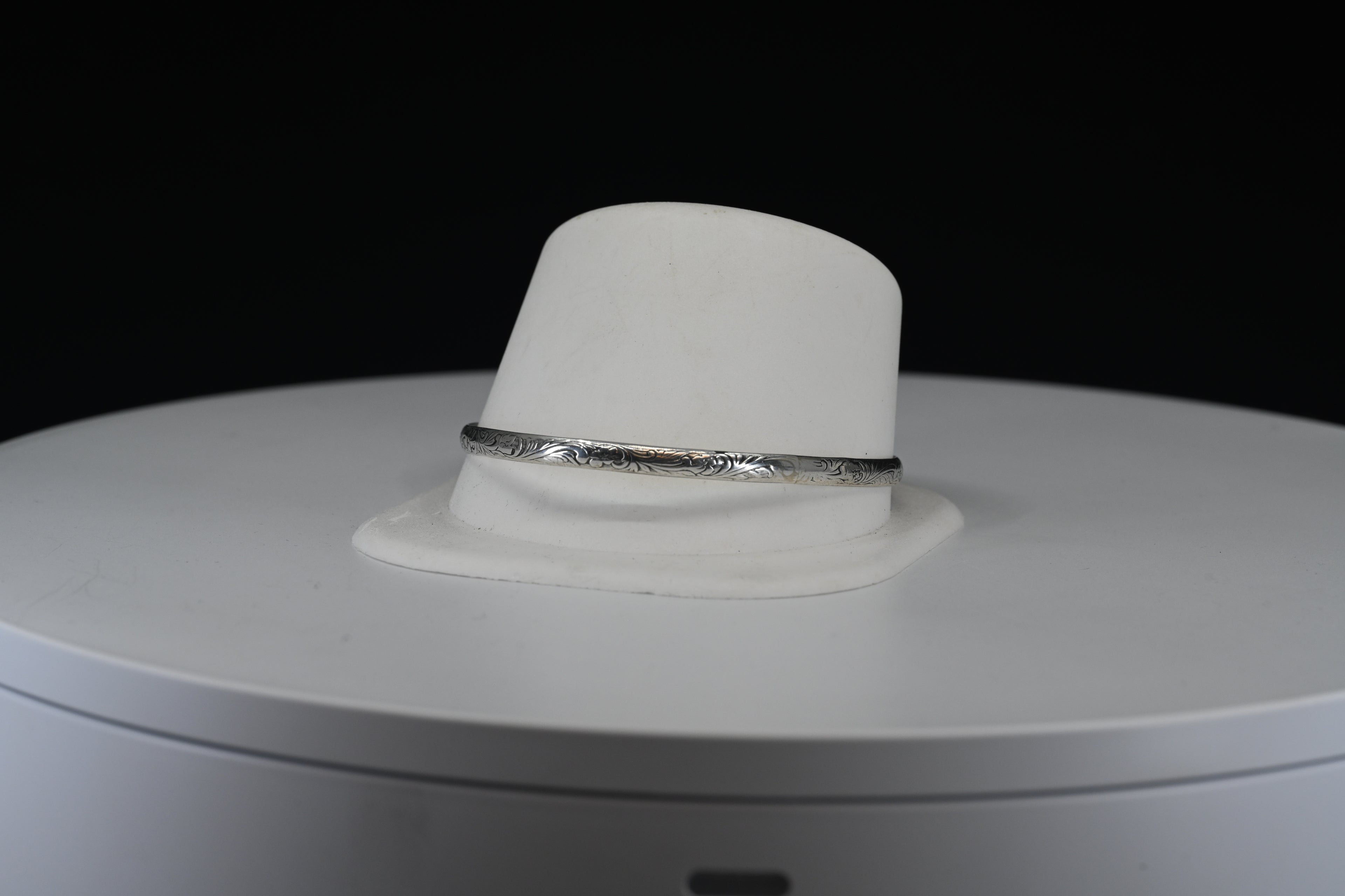 Floral Engraved Sterling Silver Bangle Bracelet