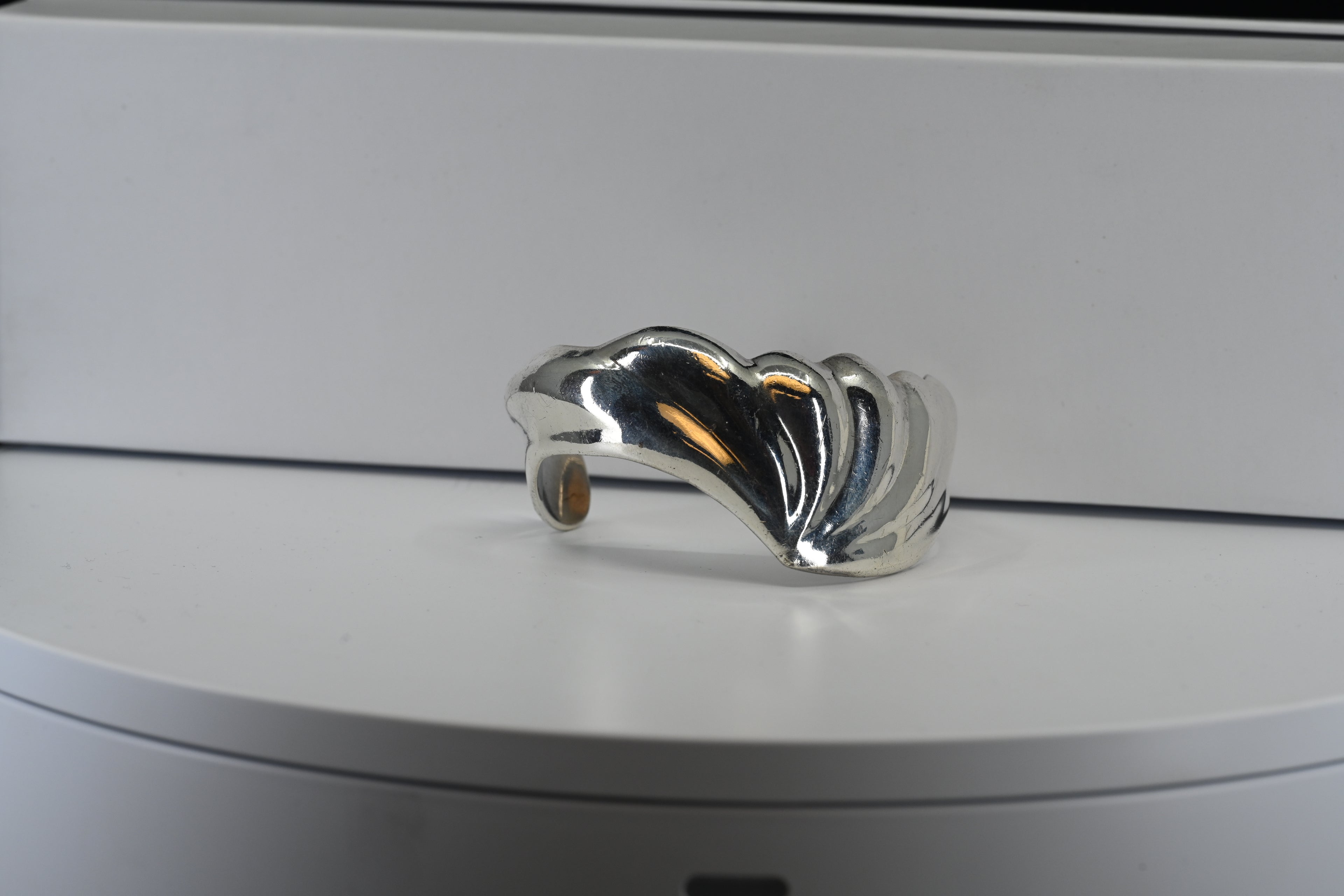 Asymmetrical  Wave Sterling Silver Cuff Bracelet