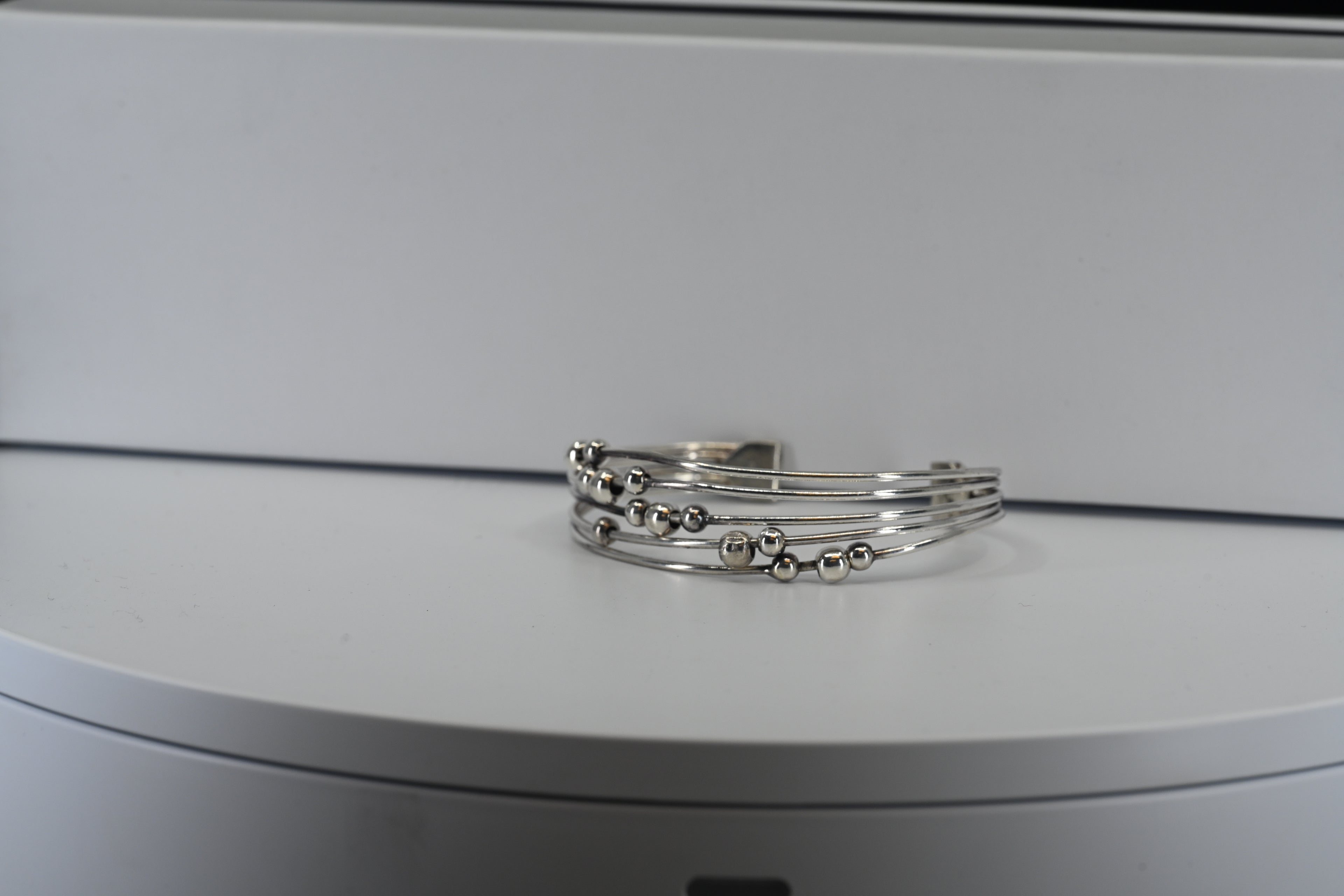 Sterling Silver Beaded Cuff Bracelet