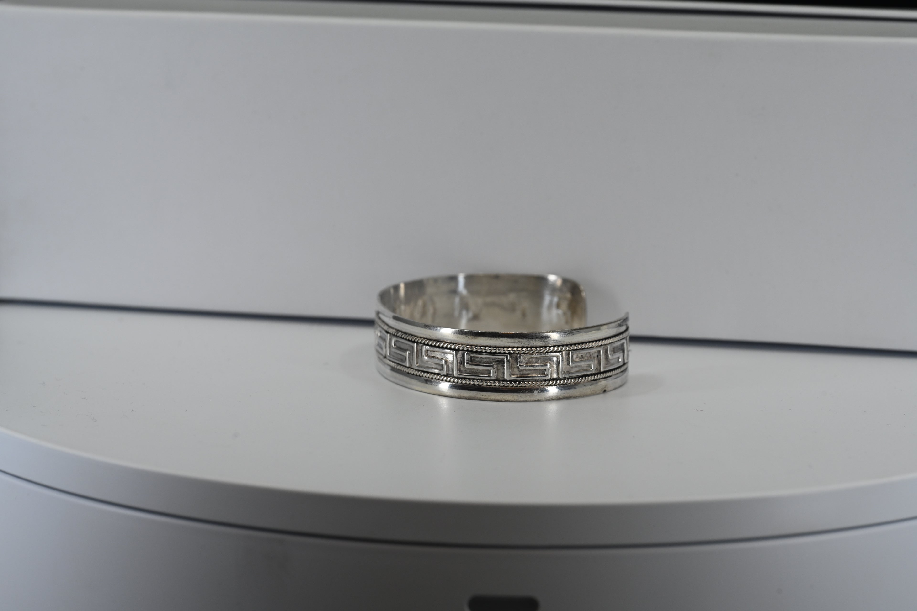 Engraved Greek Key Cuff Bracelet