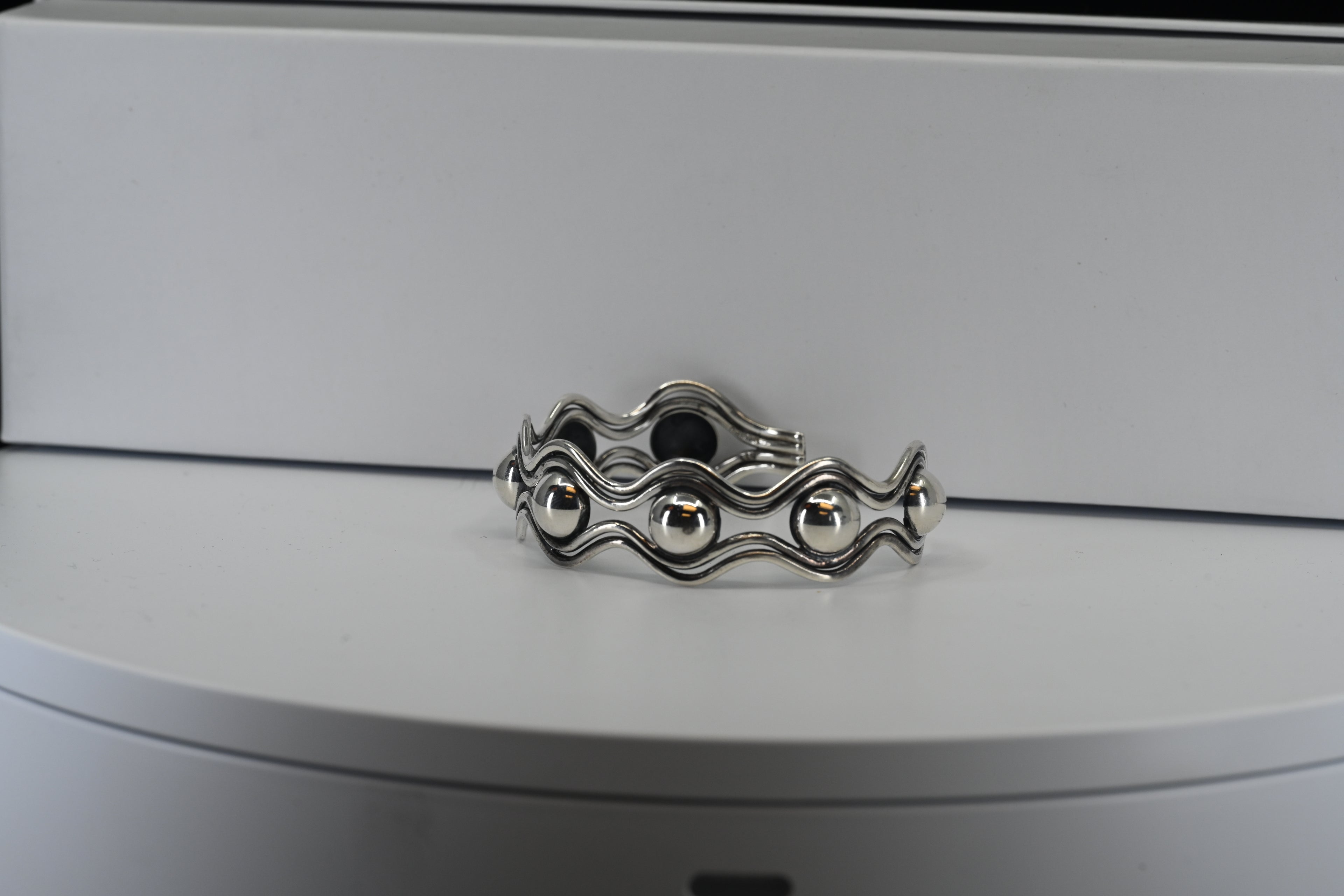 Squiggly Studded Sterling Silver Cuff Bracelet