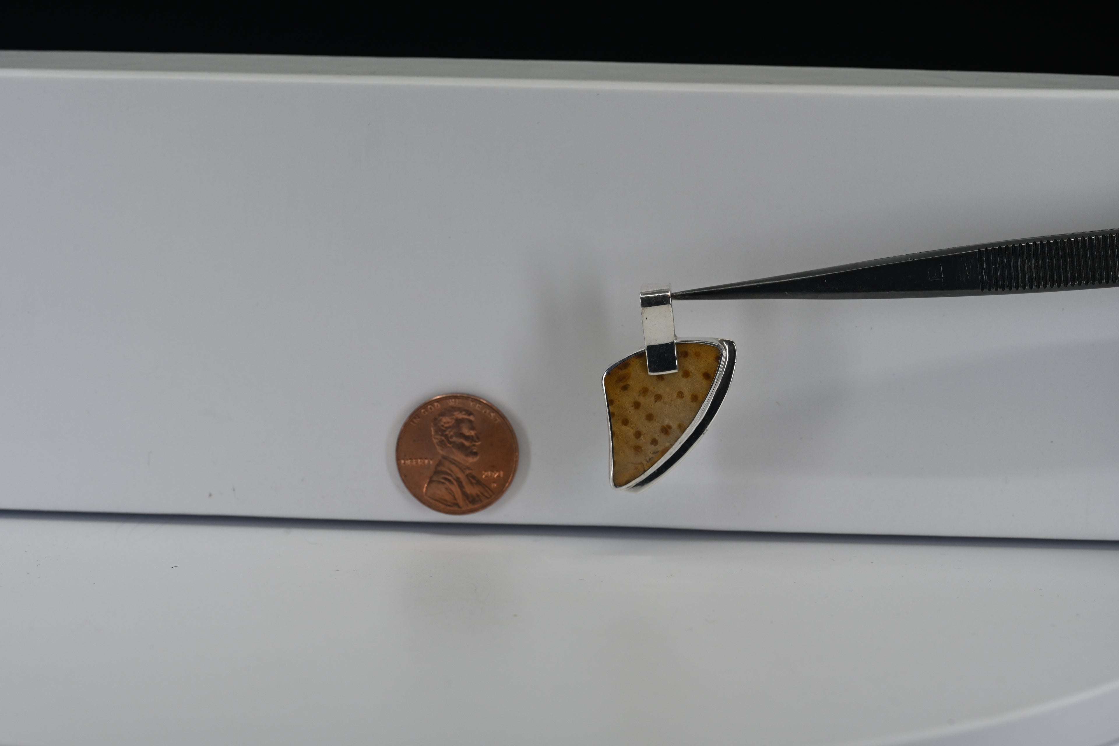 Sterling Silver Brown Spotted Stone pendant