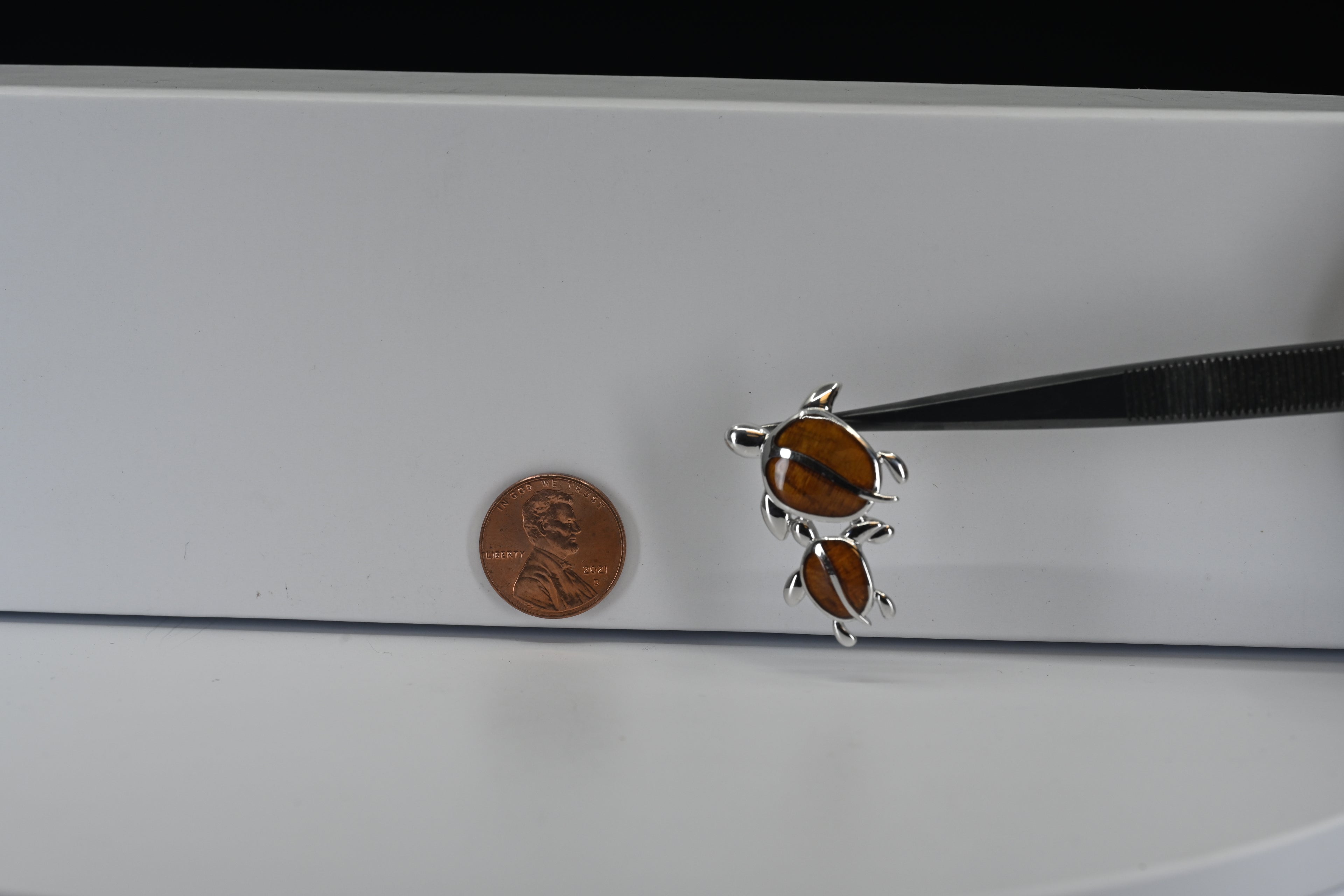 Sterling Silver Brown Turtle Pendant