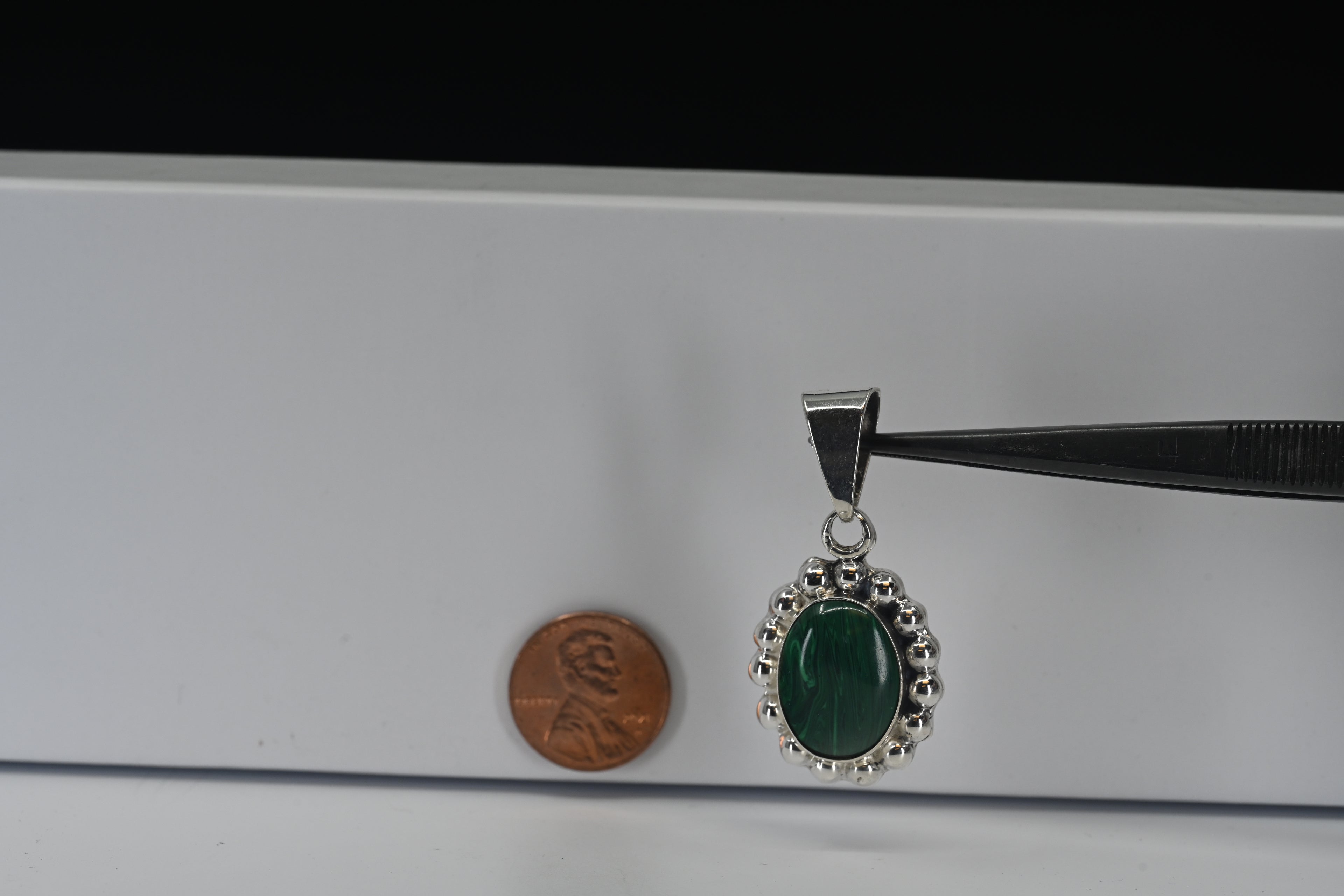 Sterling Silver Oval Malachite Pendant