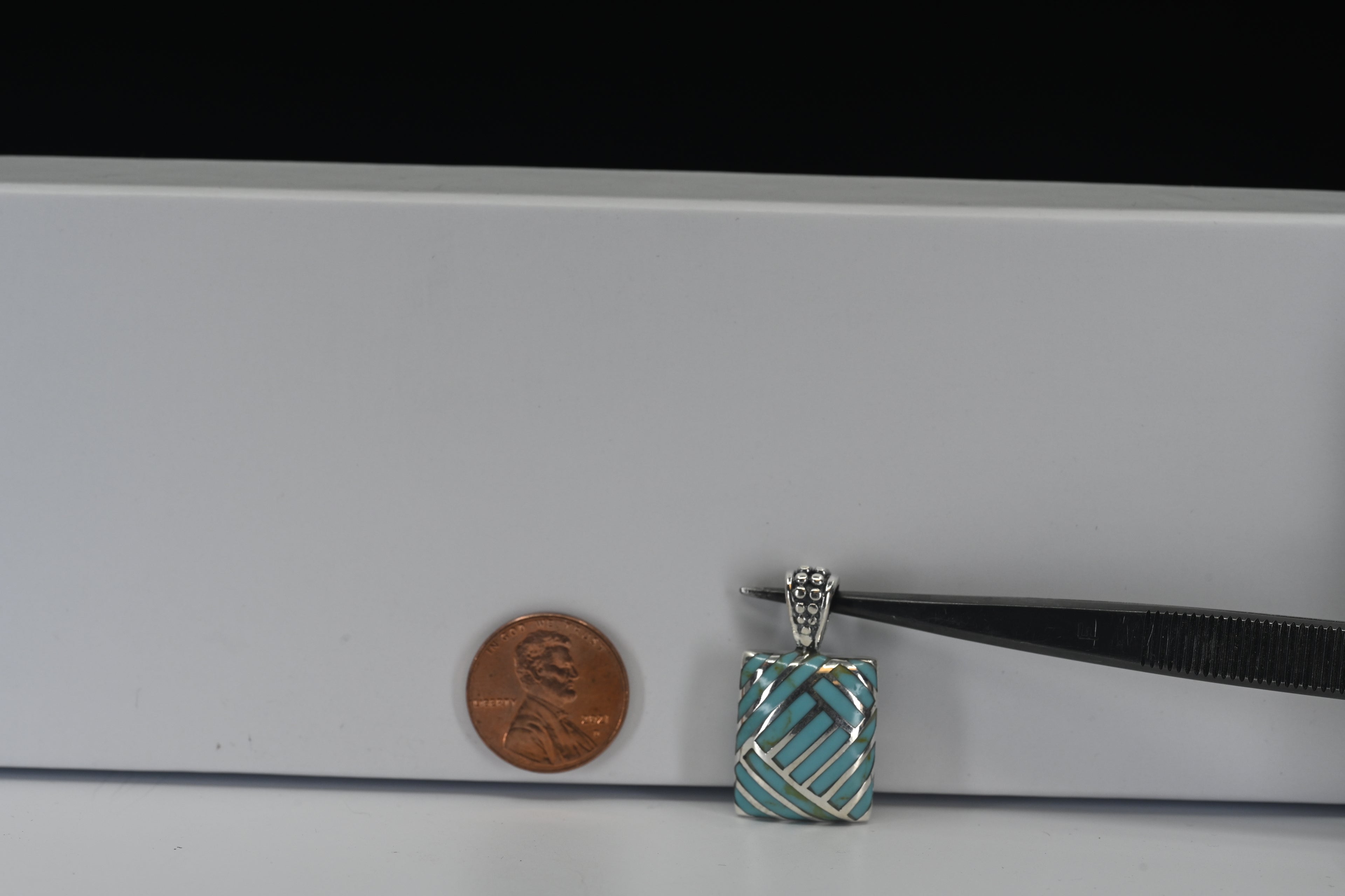Sterling Silver Square Teal Pendant