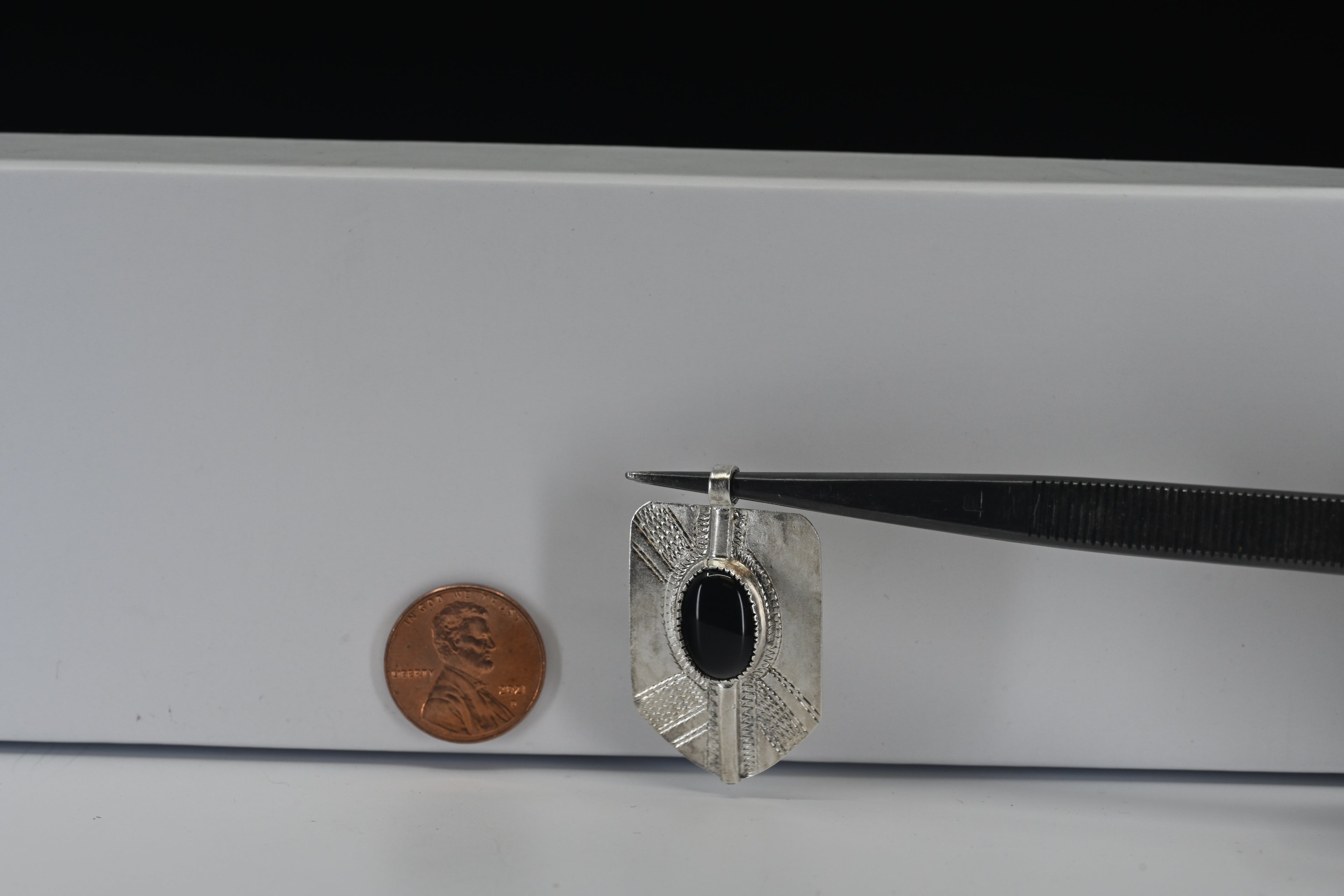 Sterling Silver Oval Black Stone Pendent