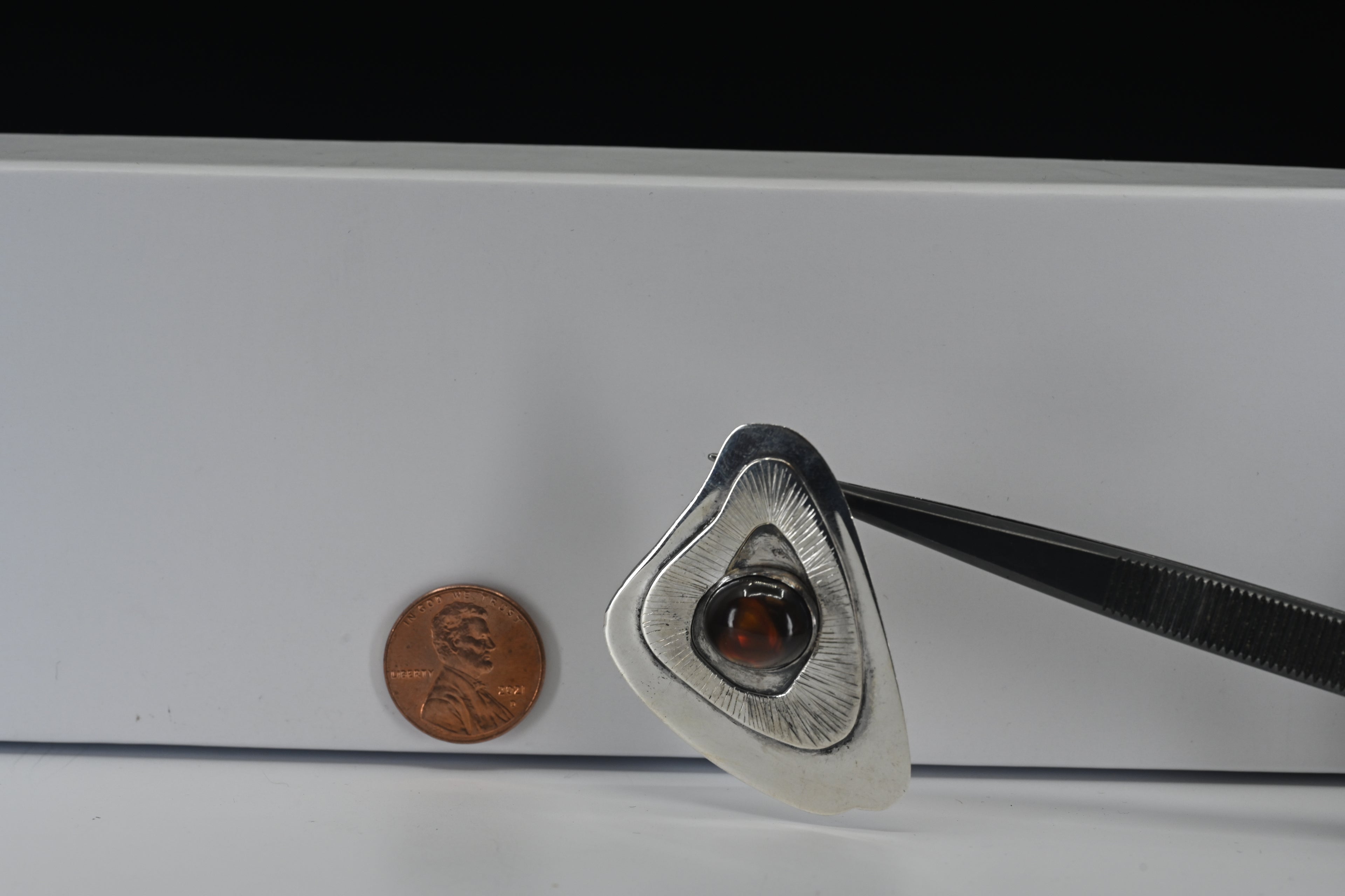 Sterling Silver Cabochon Cut Fire Agate Pendant