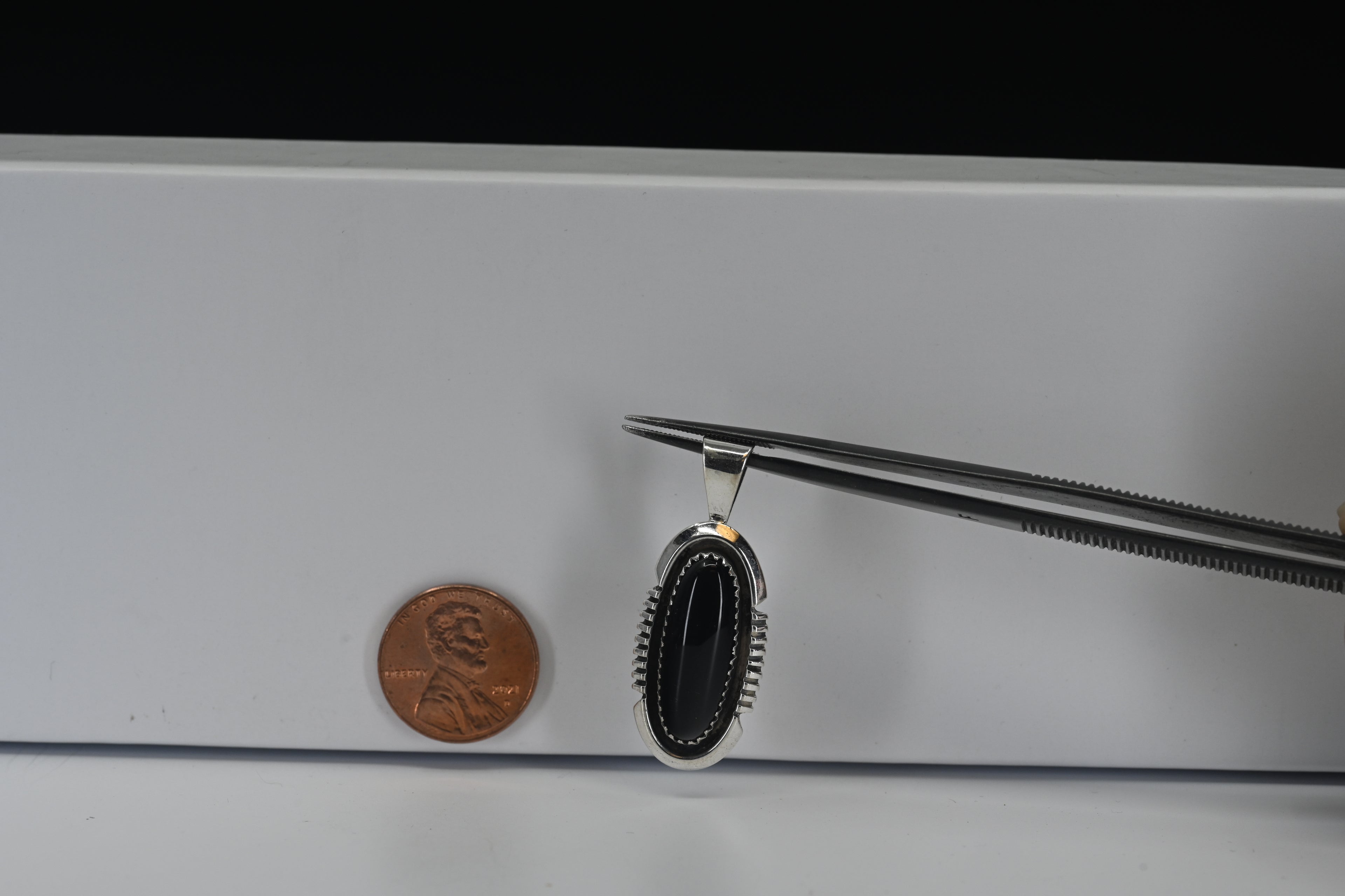 Sterling Silver Oval Black Pendant