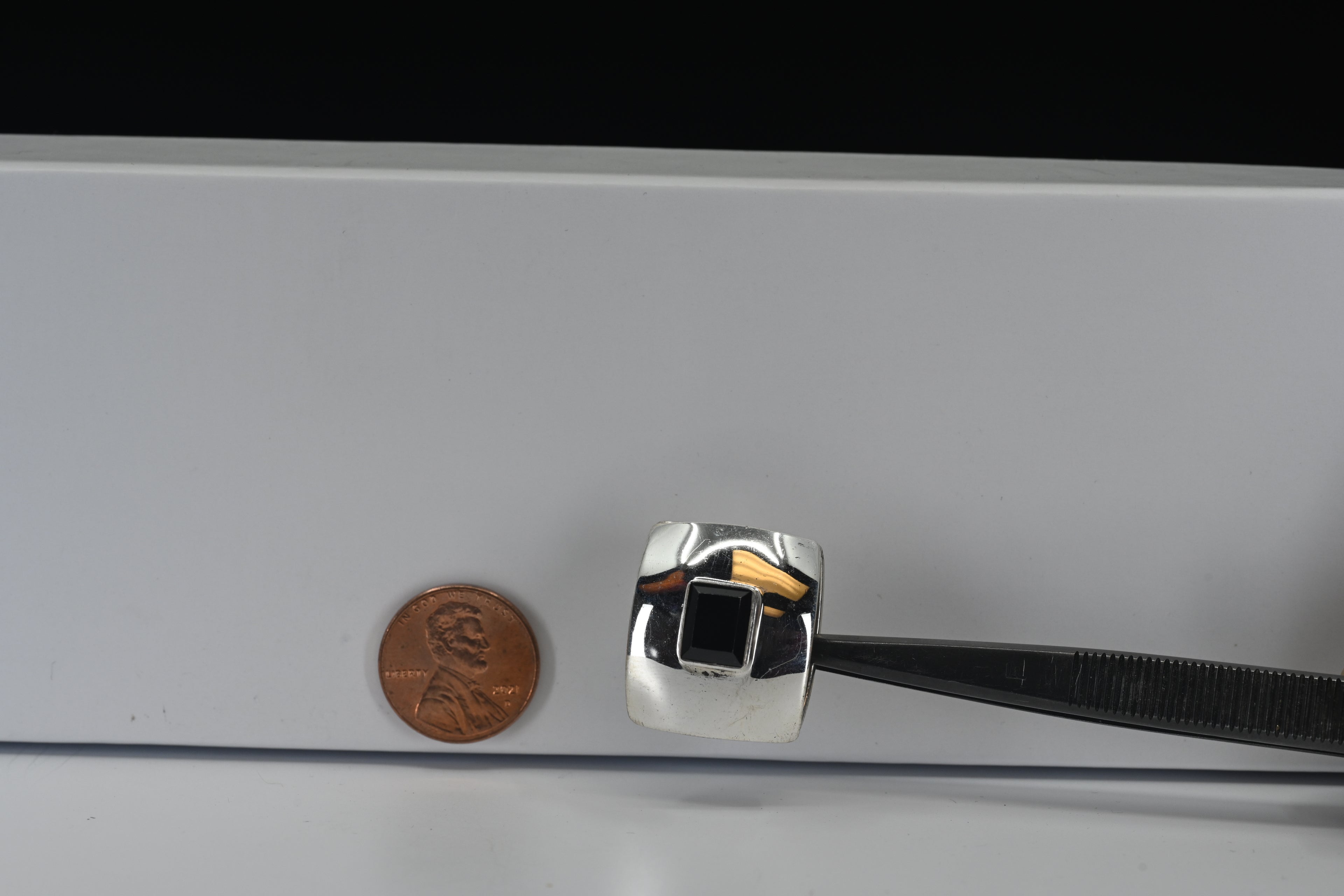 Sterling Silver Square Black Stone Pendant