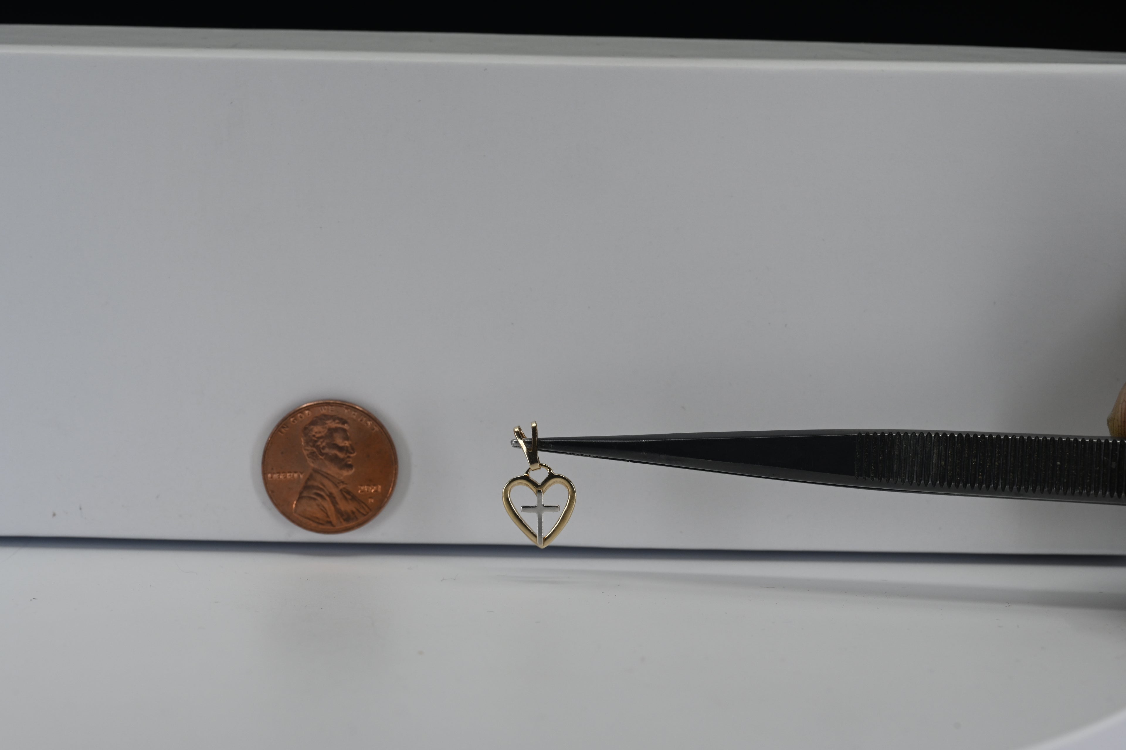 Sterling Silver Two-Tone Heart And Cross Charm