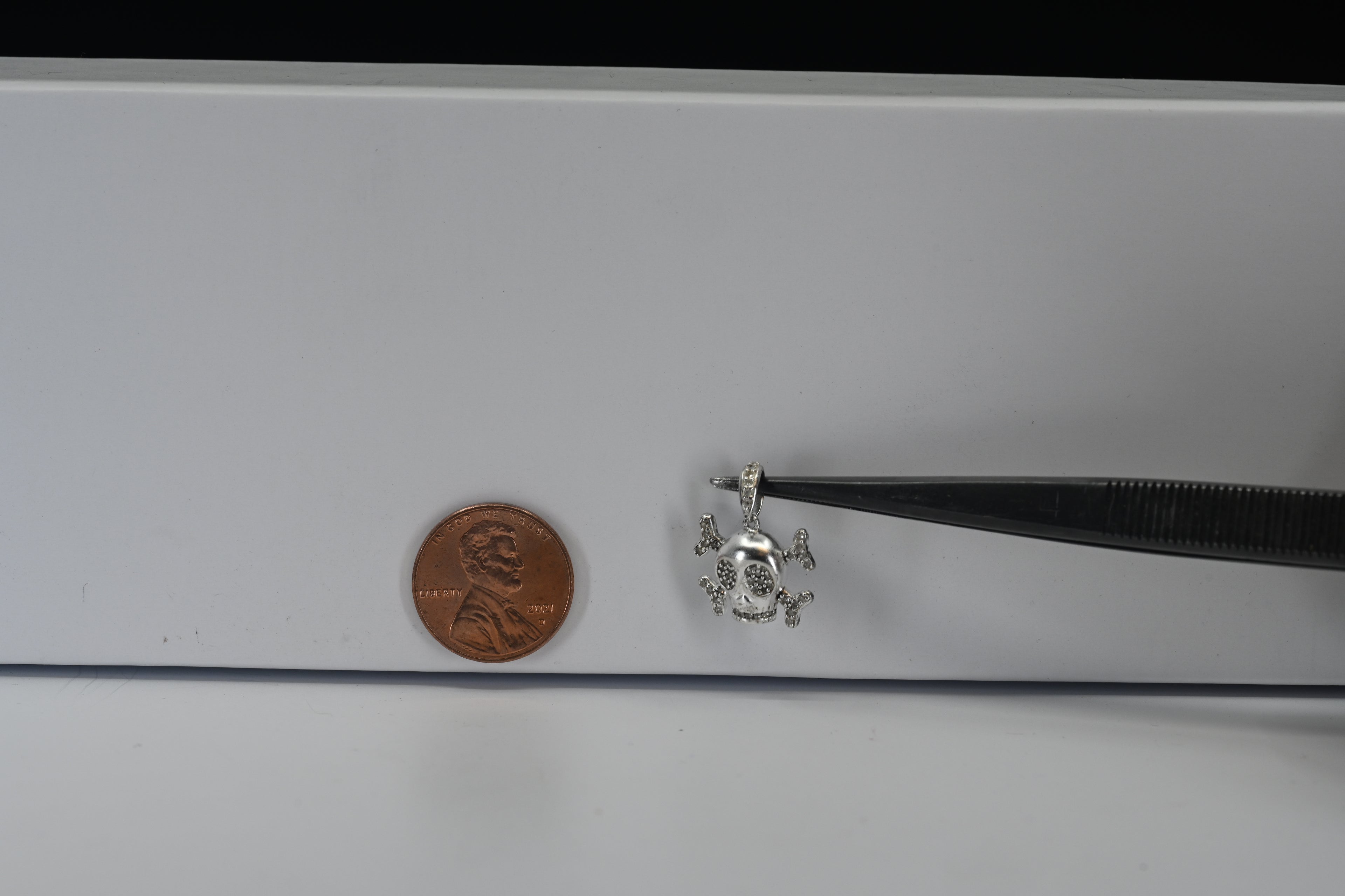 Sterling Silver Skull Pendant With Rhinestones