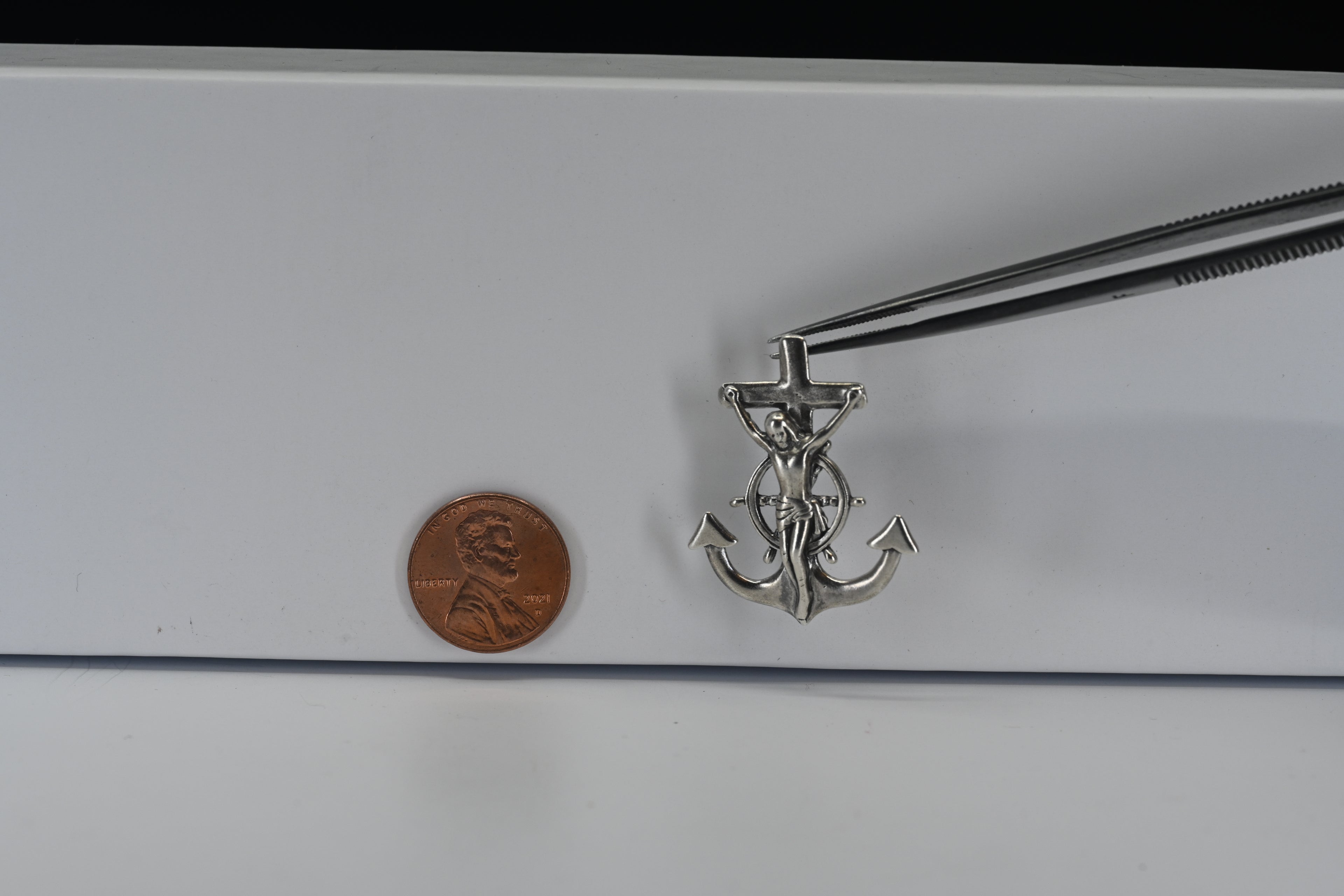 Sterling Silver Crucifixion Anchor Cross Pendant