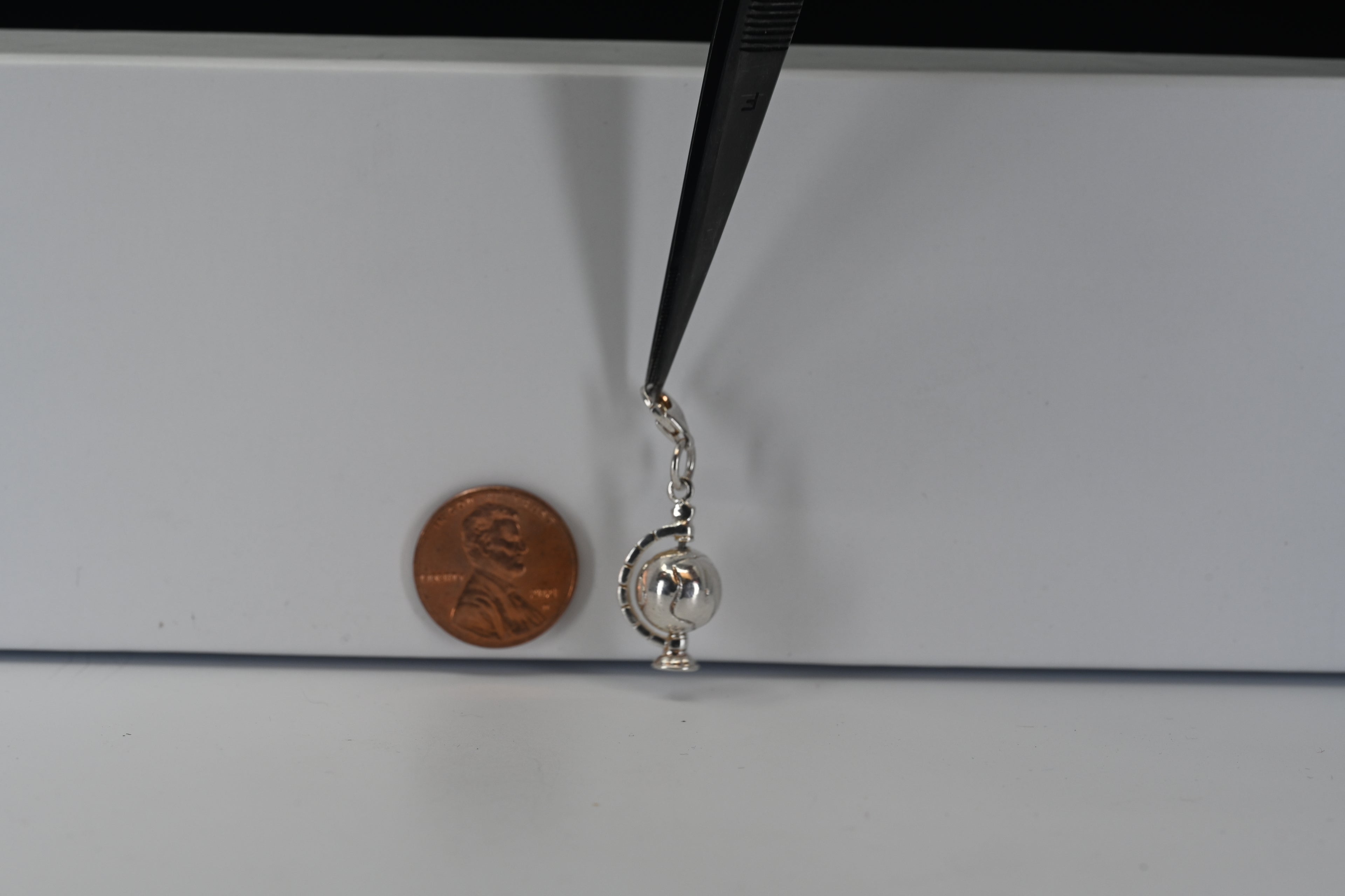 Sterling Silver Globe Lobster Claw Clasp Charm