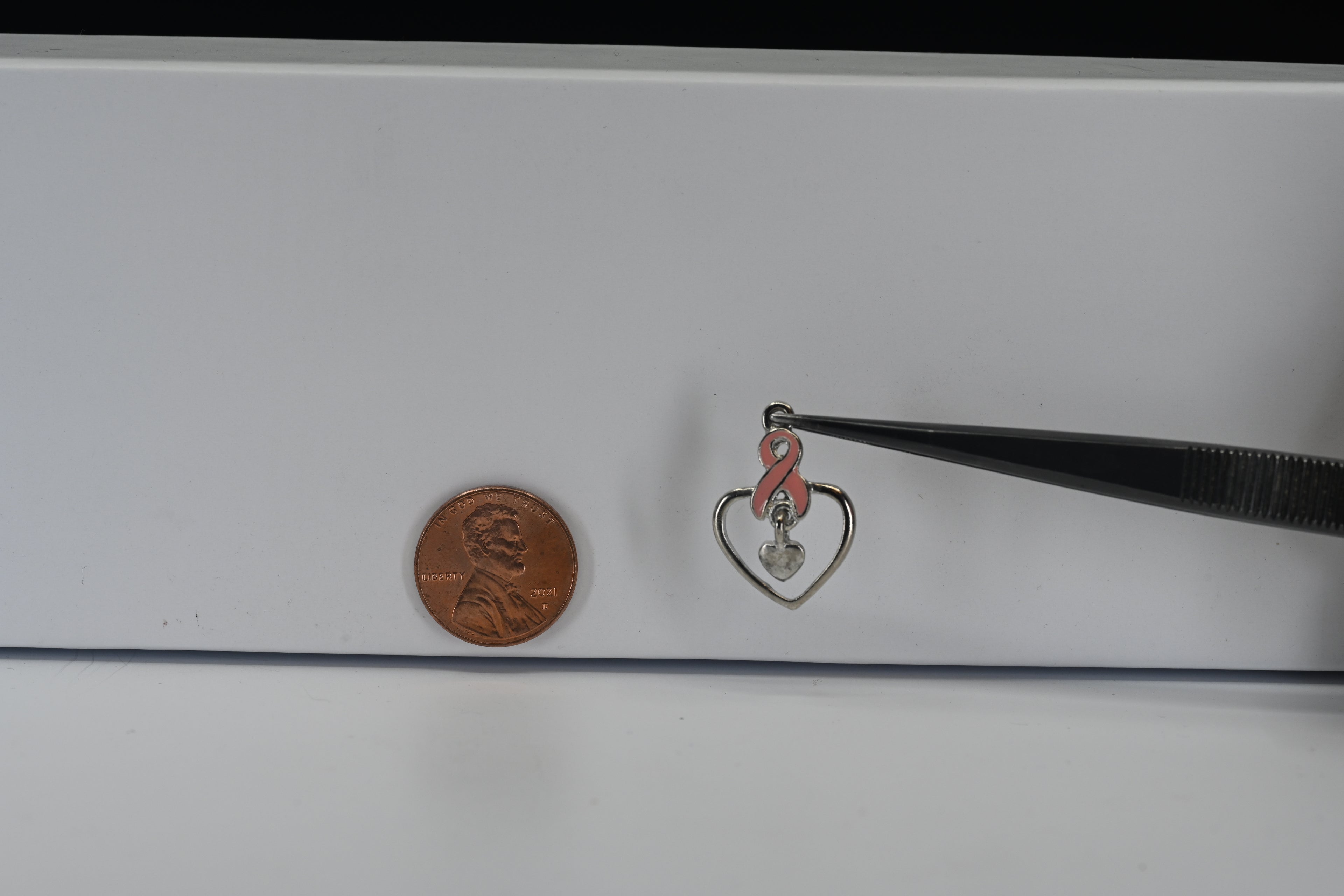 Sterling Silver Breast Cancer Ribbon Heart Charm