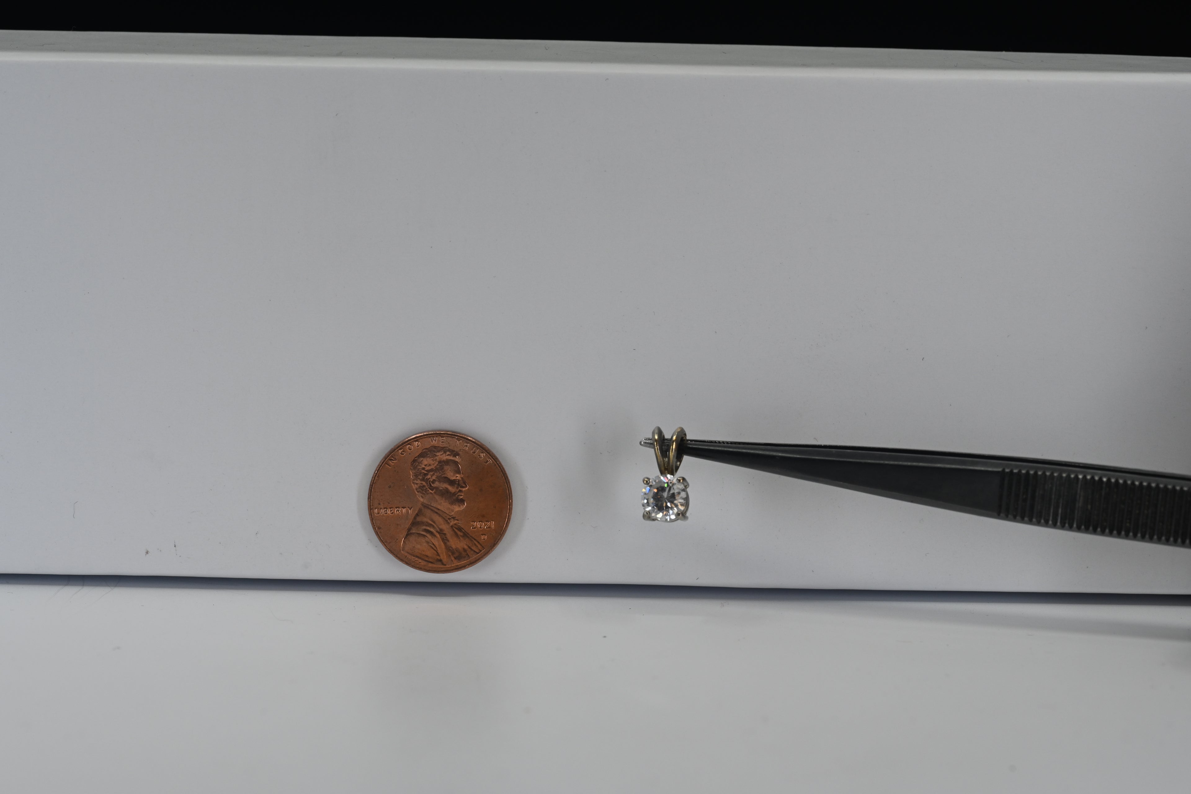 Sterling Silver Round Colorless Solitaire Stone Pendant