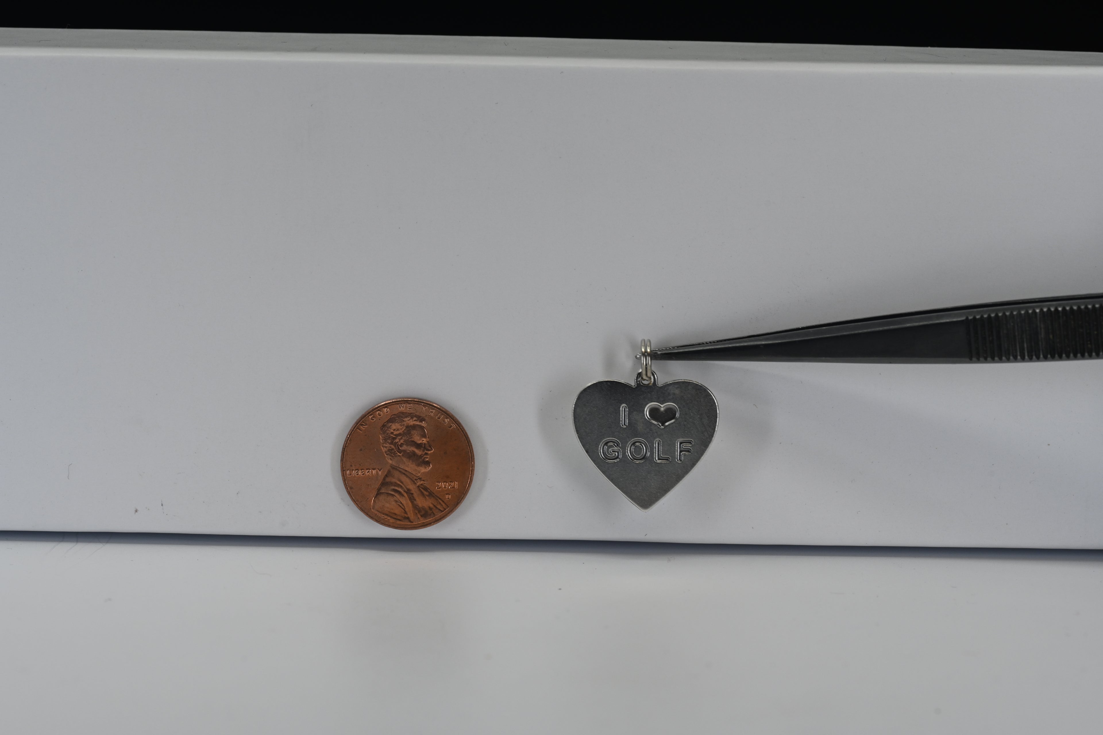 Sterling Silver Heart I Love Golf Charm