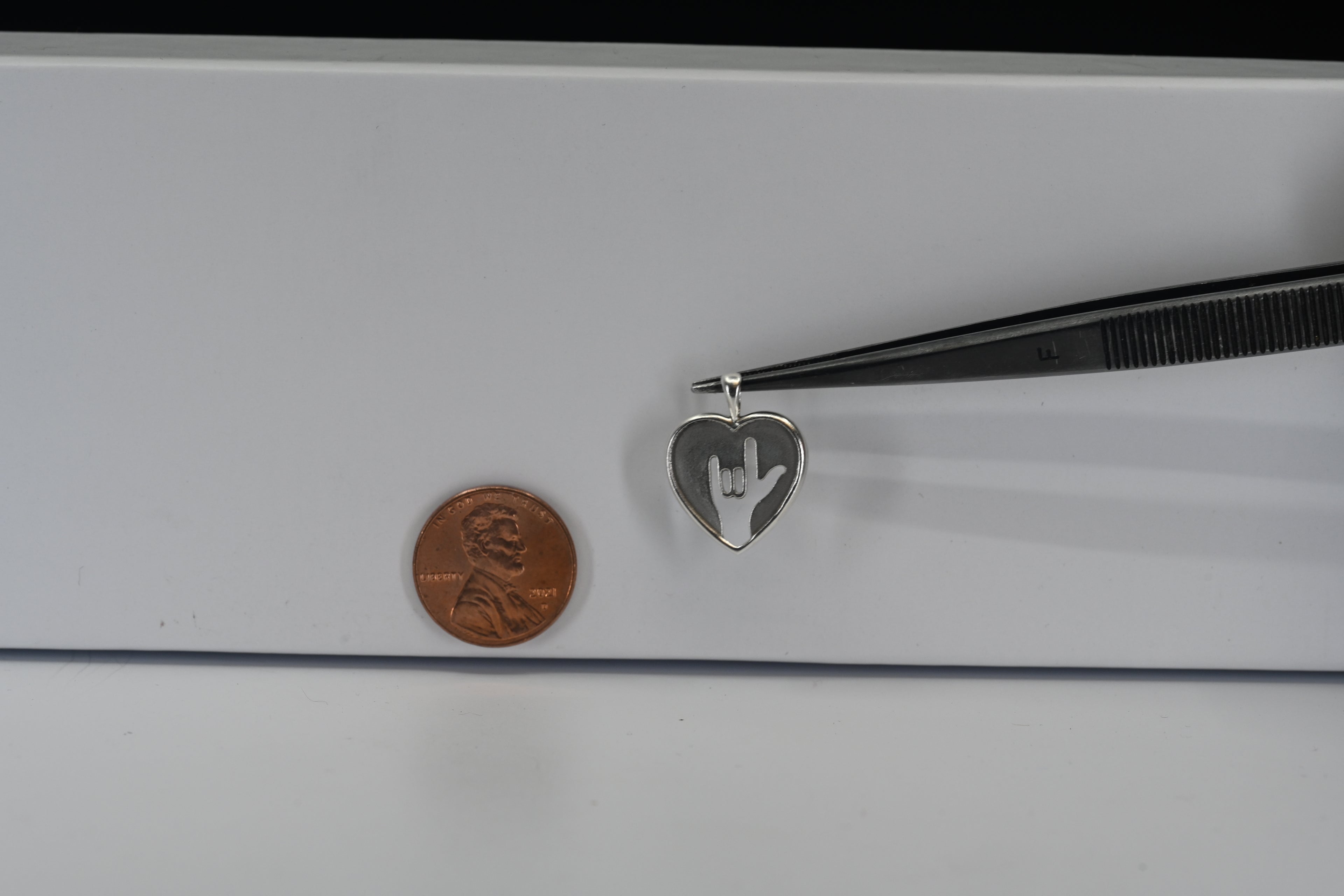 Sterling Silver Heart I Love You ASL Pendant